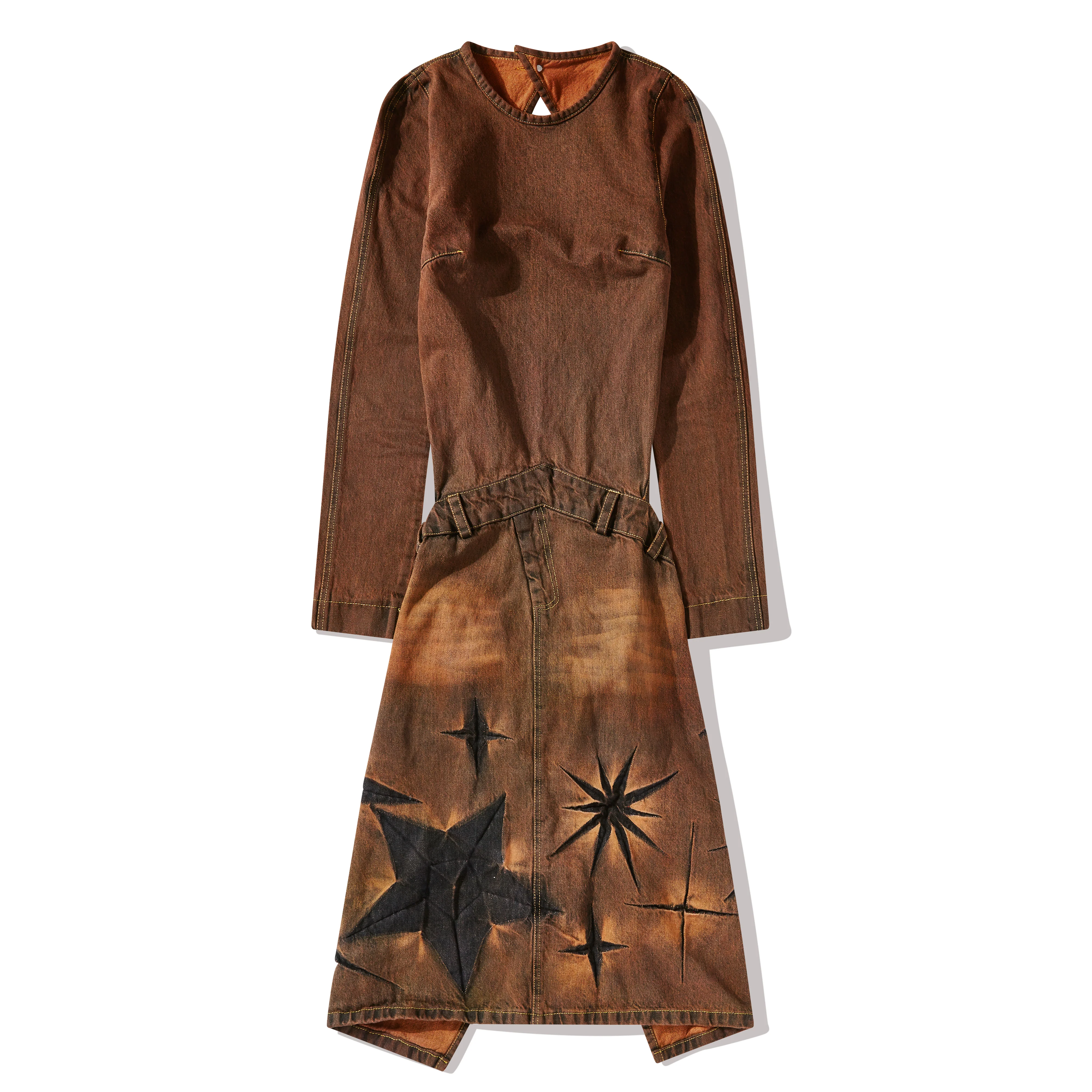 Masha Popova - Women’s Backless Denim Dress - (Mud Brown)