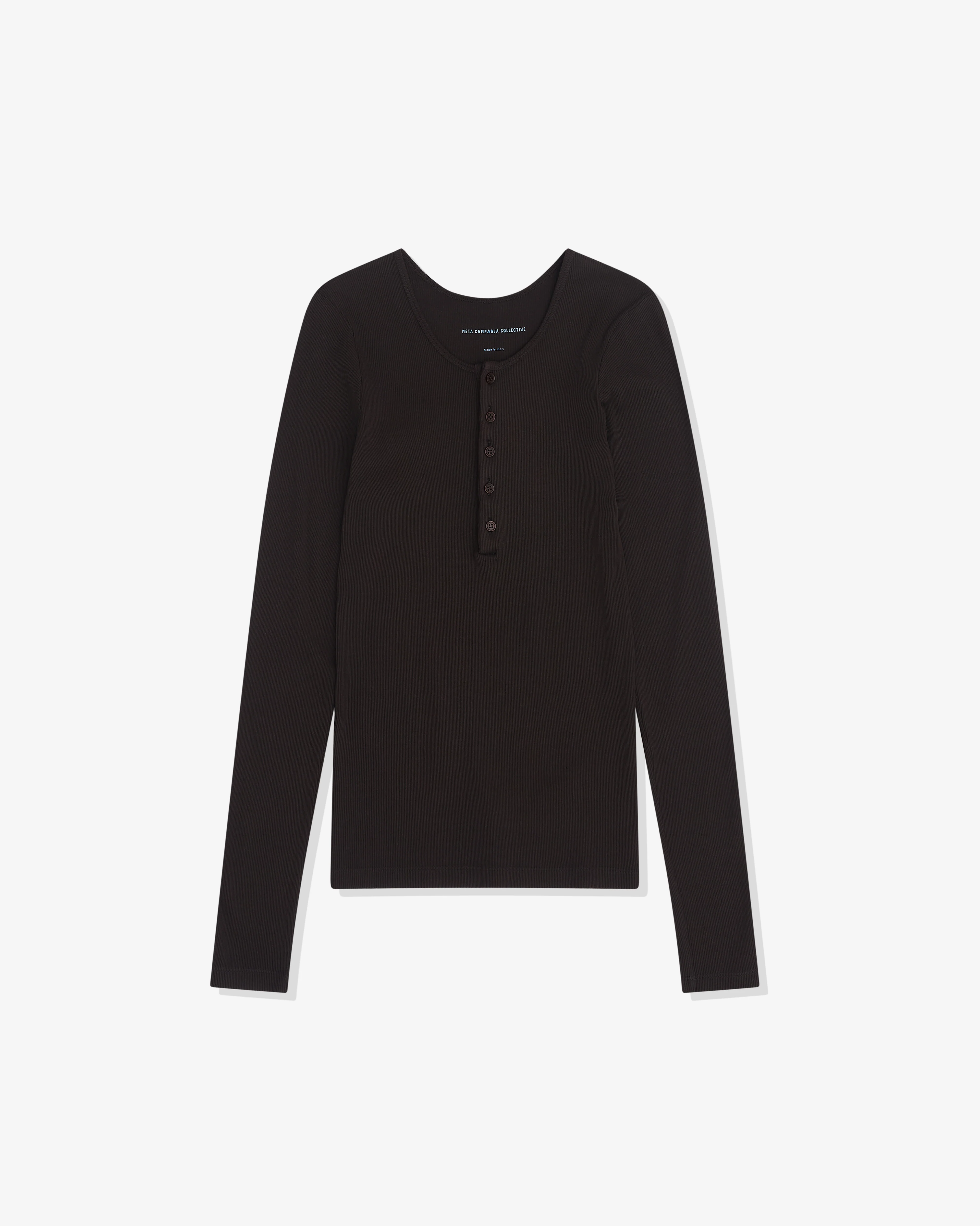 Meta Campania Collective - Men’s Roy Jersey Long Sleeve Henley - (Dark Brown)