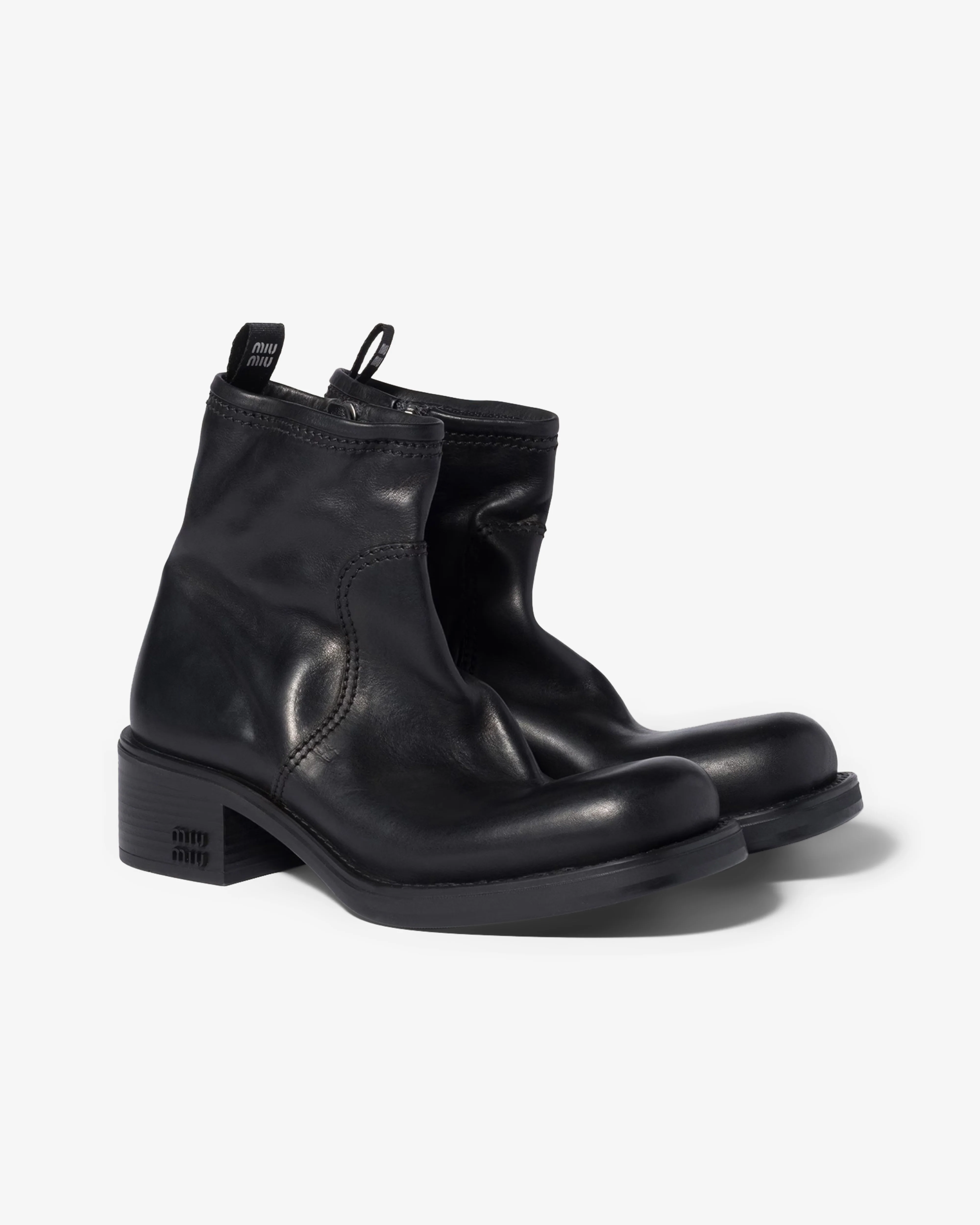 Miu Miu - Women's Calf Leather Booties - (Black) - Image 2