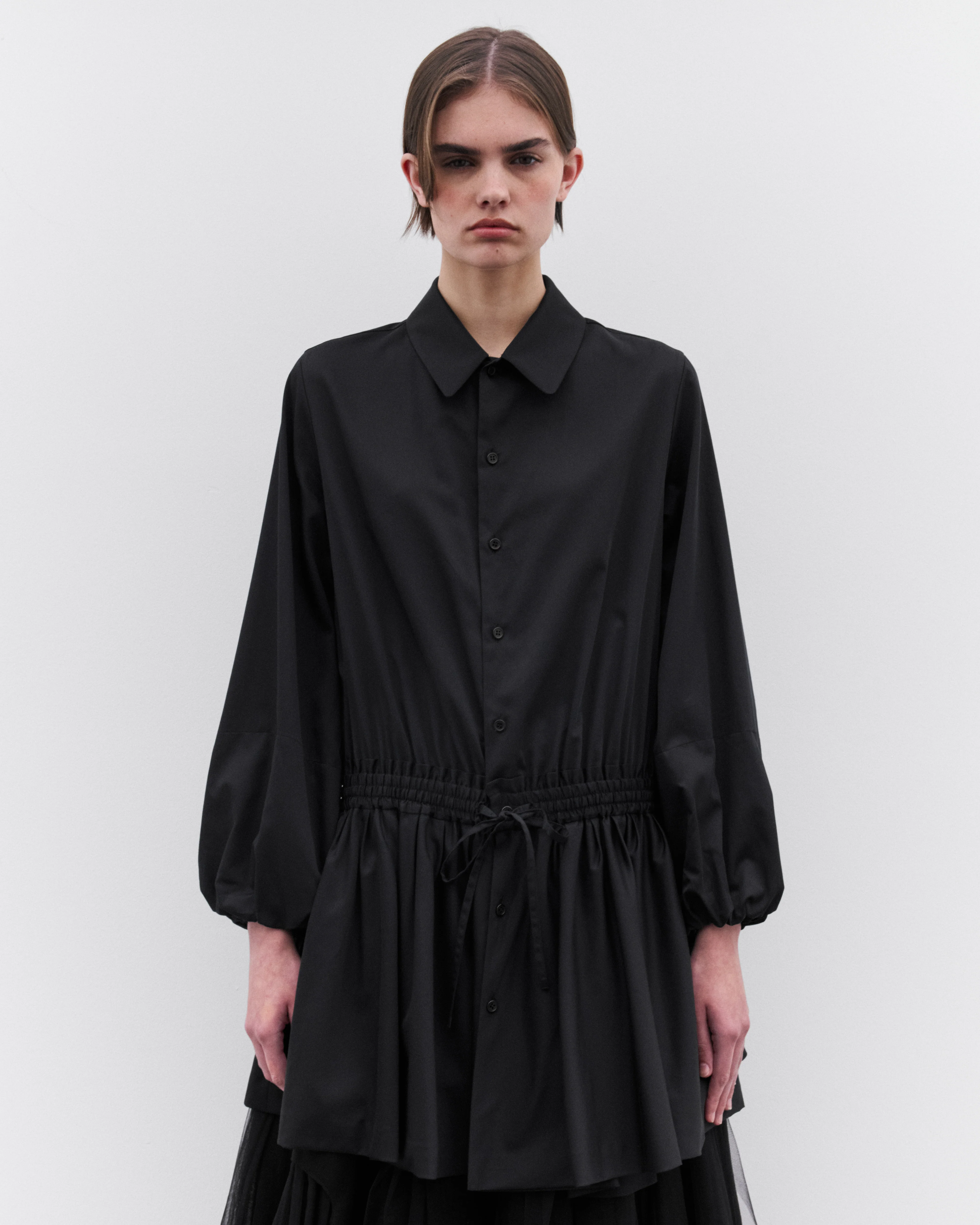 Noir Kei Ninomiya - Women’s Shirred Waist Shirt Dress - (Black) - Image 3
