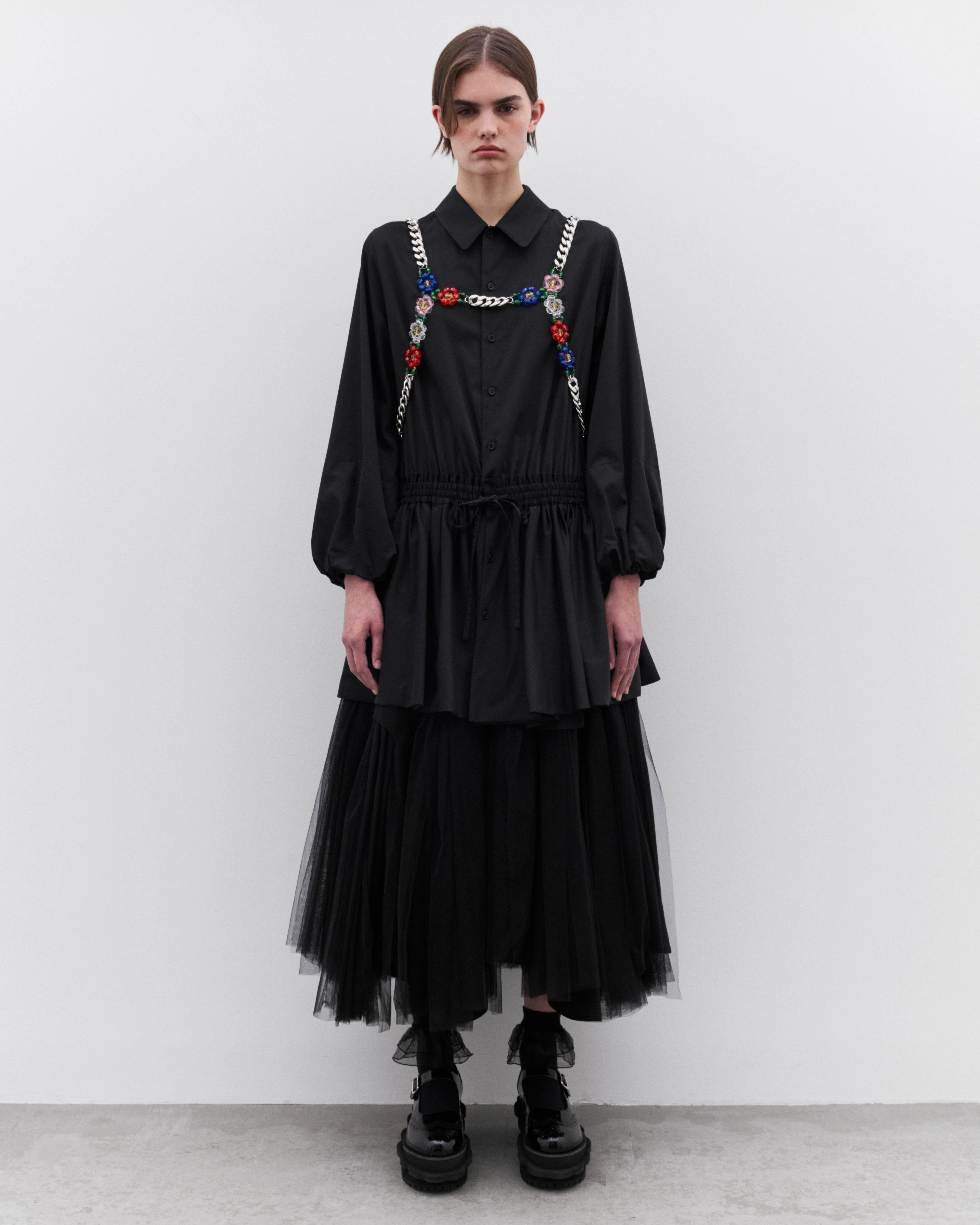 Noir Kei Ninomiya - Women’s Shirred Waist Shirt Dress - (Black) - Image 6