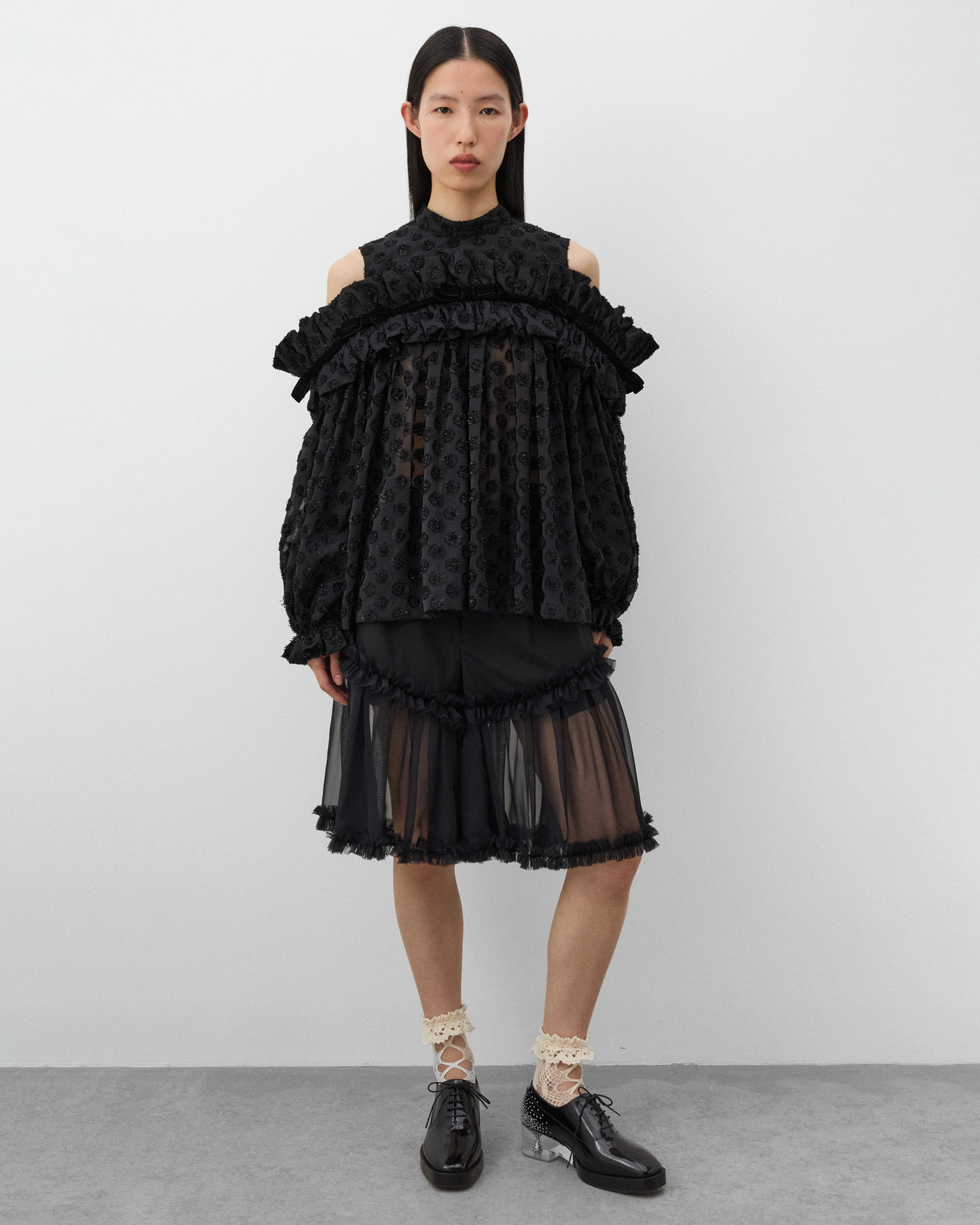Noir Kei Ninomiya - Women's Polka Dots Jacquard Blouse - (Black) - Image 6