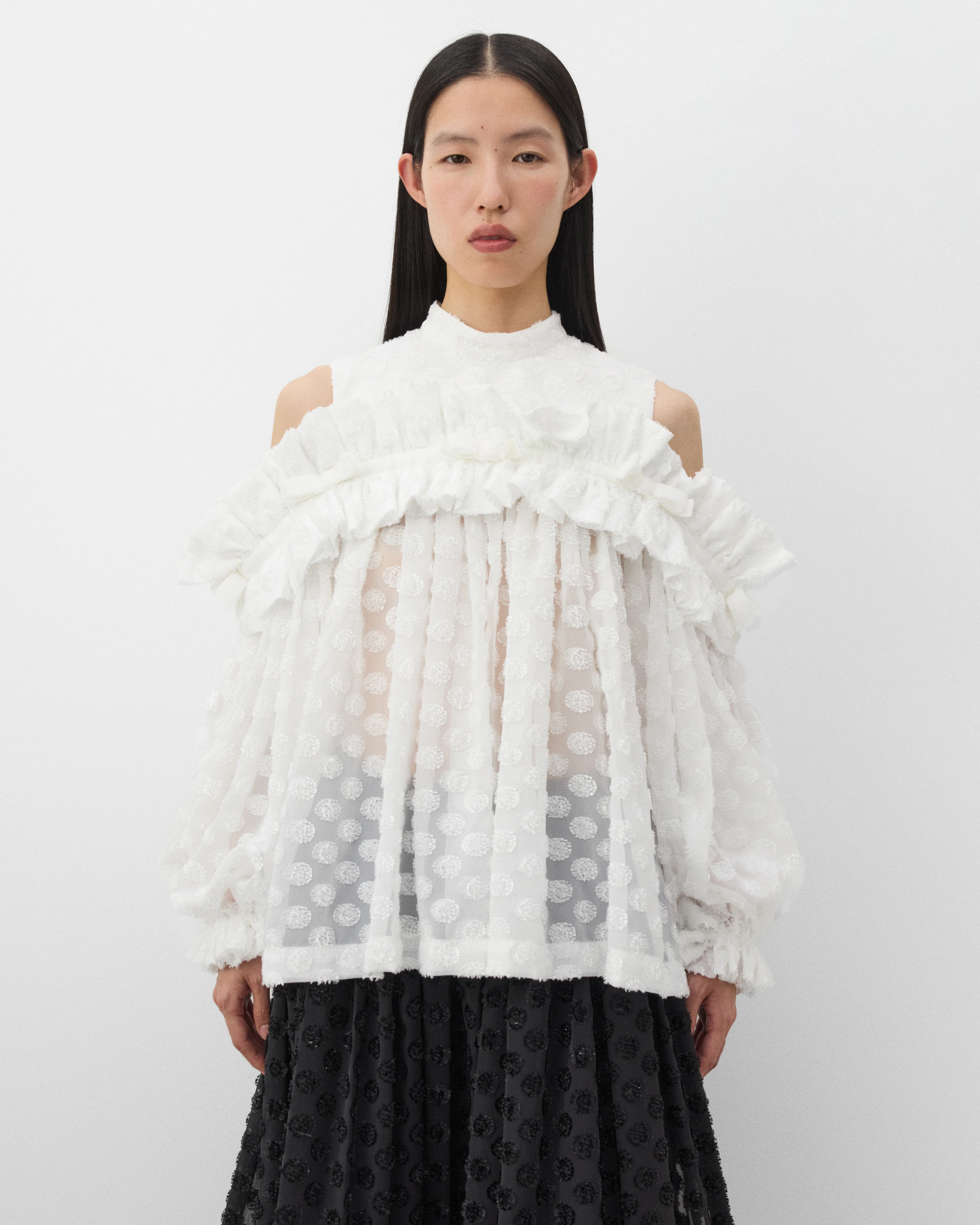 Noir Kei Ninomiya - Women's Ruffle Blouse - (White) - Image 3