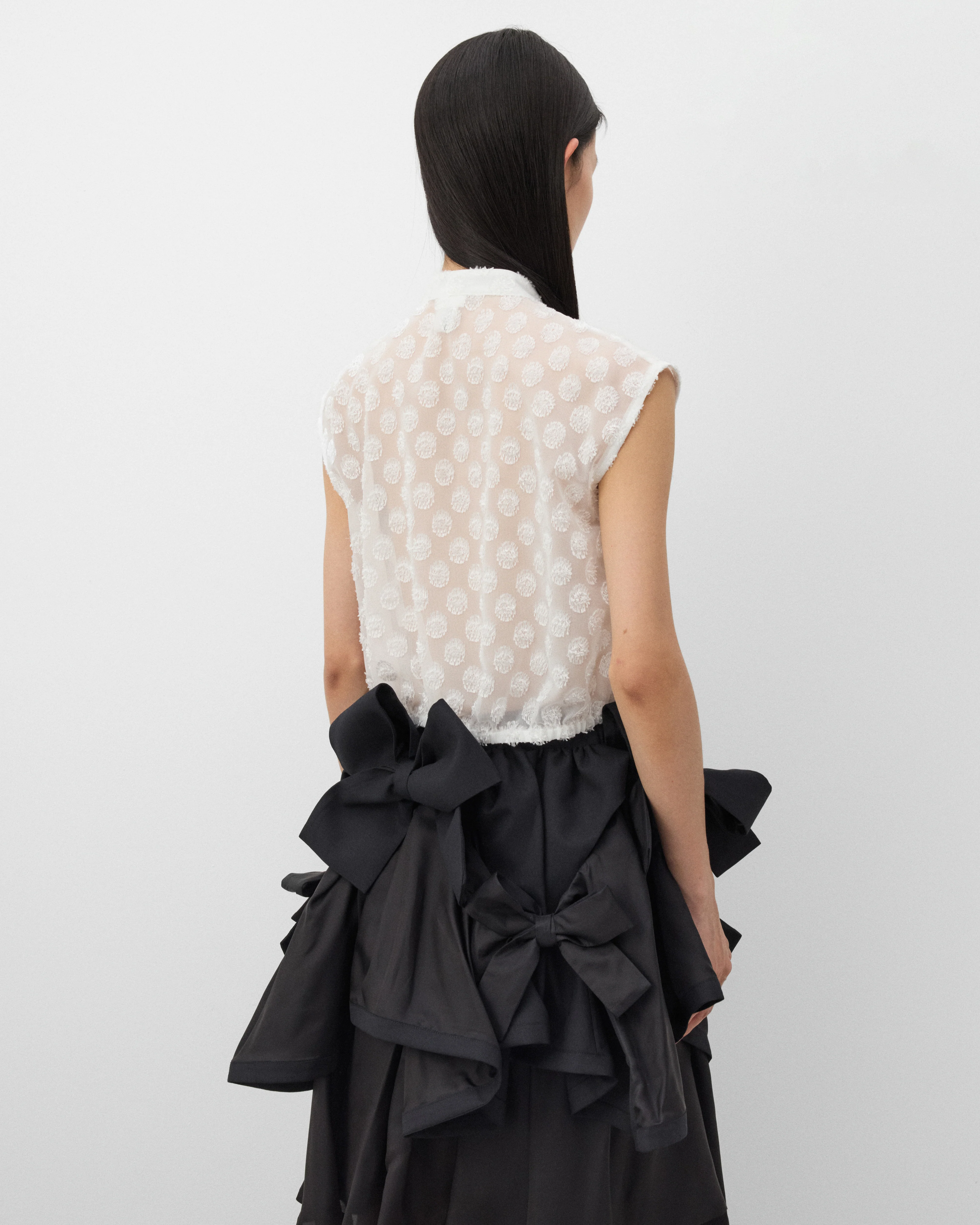Noir Kei Ninomiya - Women's Polka Dot Georgette Blouse - (White) - Image 5
