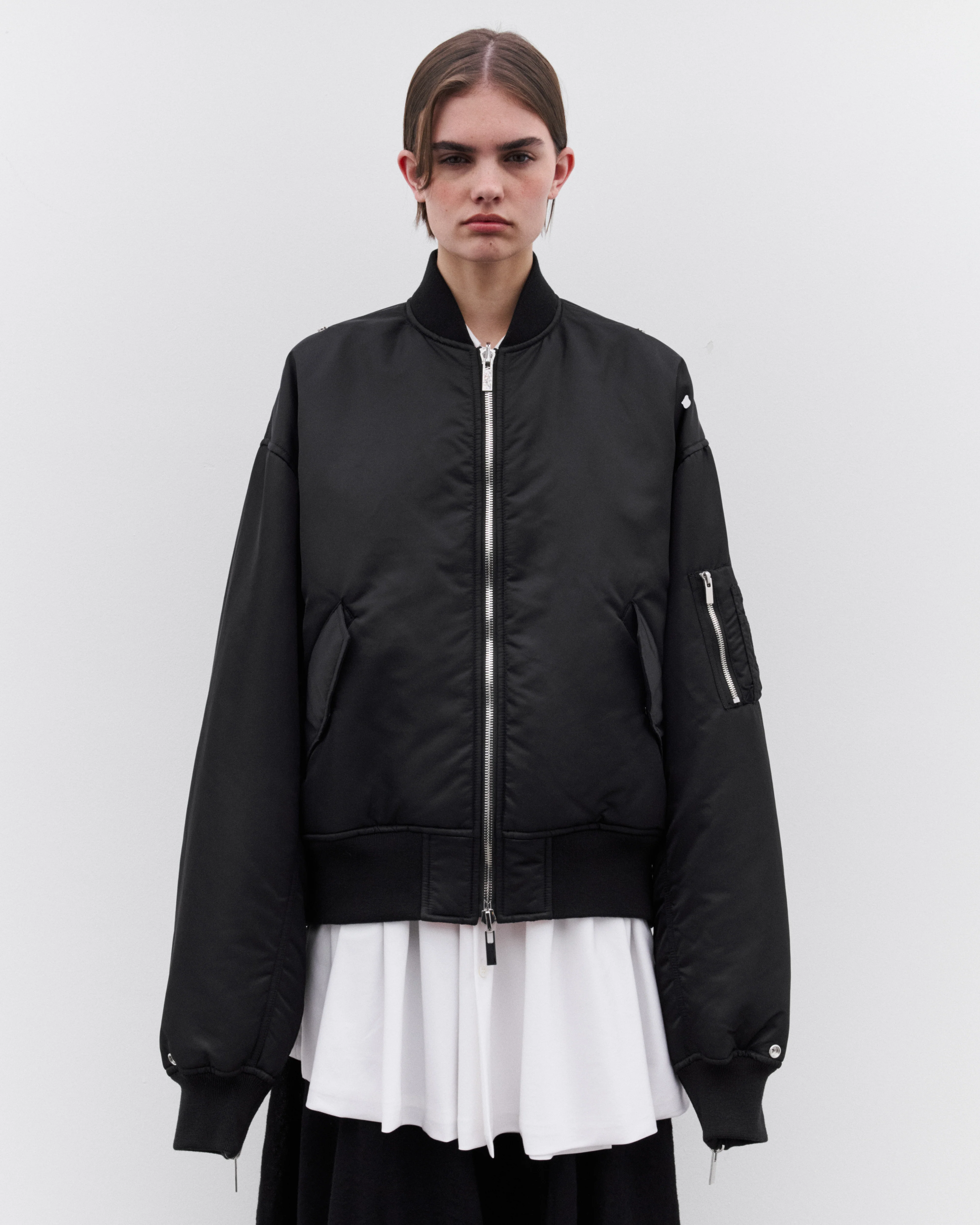 Noir Kei Ninomiya - Women’s Zip Detail Bomber Jacket - (Black) - Image 3