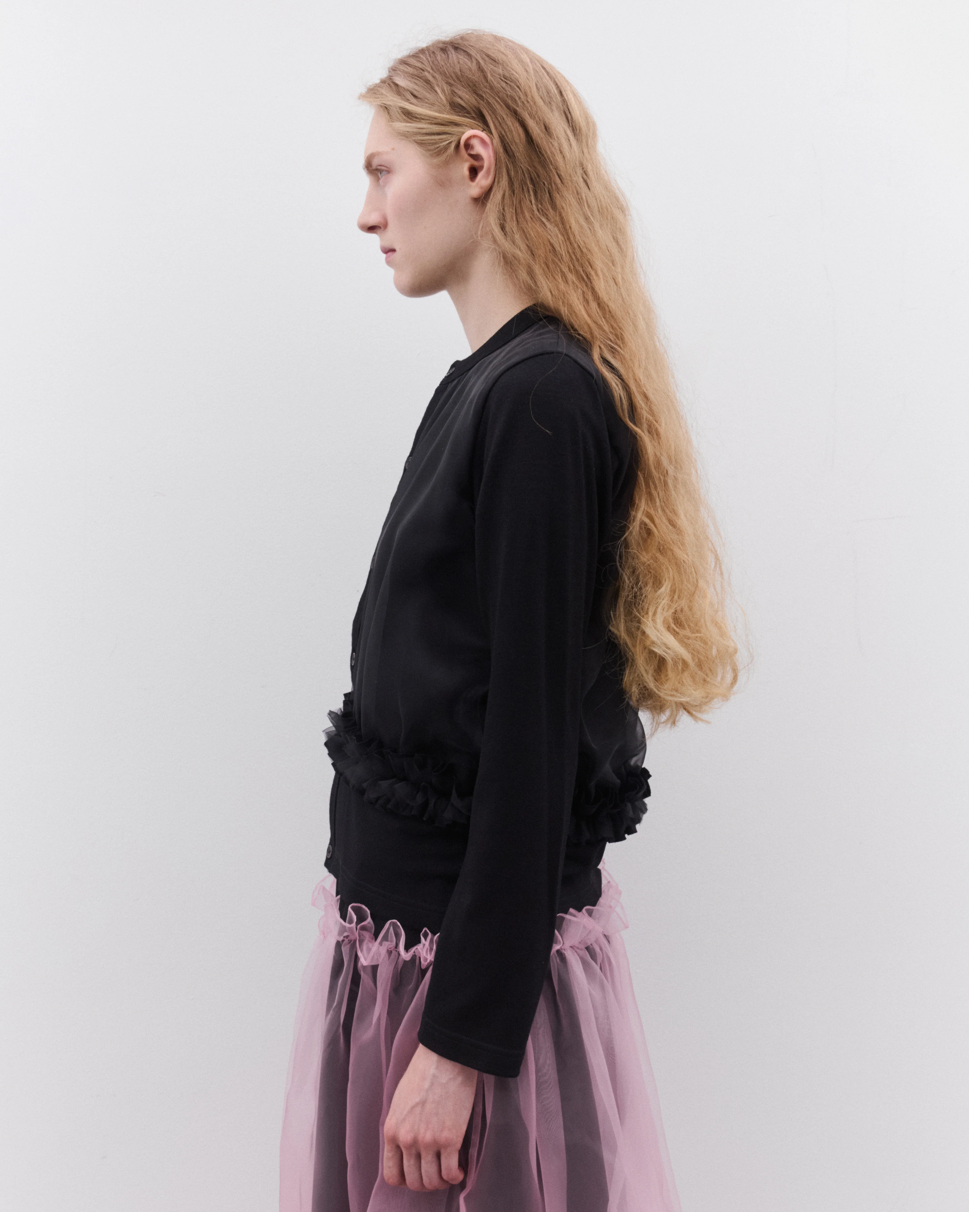 Noir Kei Ninomiya - Women’s Tulle Overlay Cardigan - (Black) - Image 4