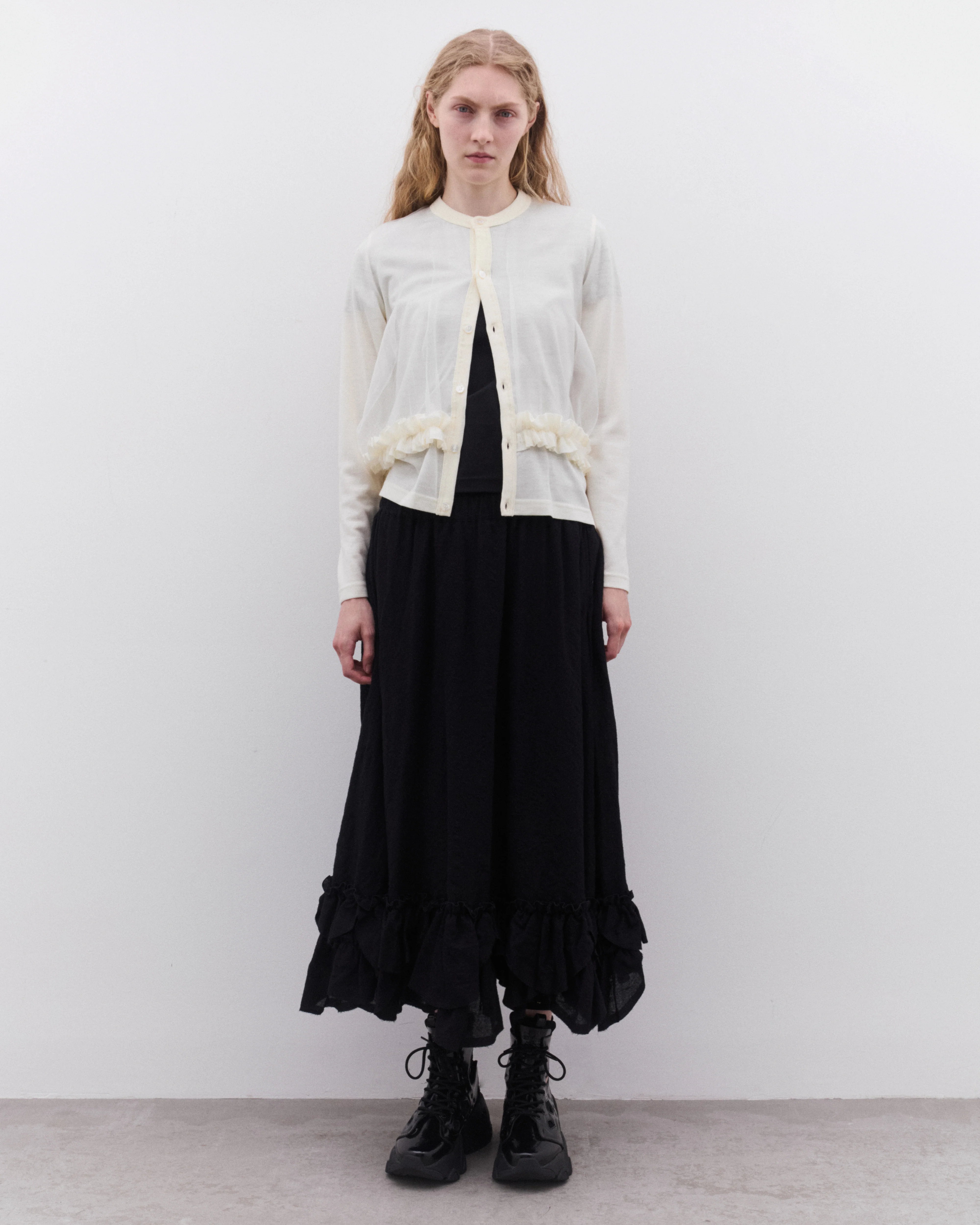 Noir Kei Ninomiya - Women’s Tulle Overlay Cardigan - (Off White) - Image 6