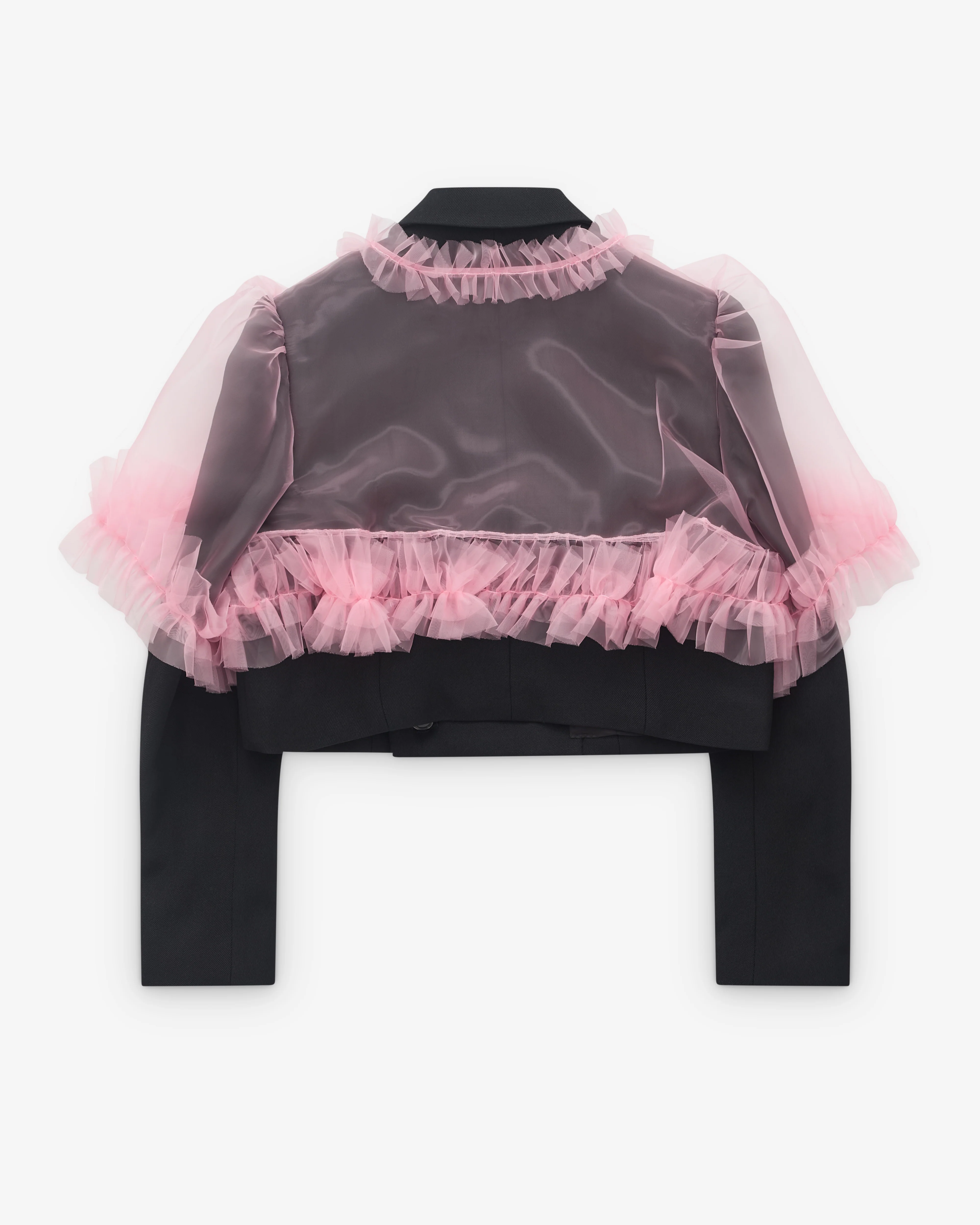 Noir Kei Ninomiya - Women’s Tulle Overlay Cropped Blazer - (Pink/Black) - Image 2