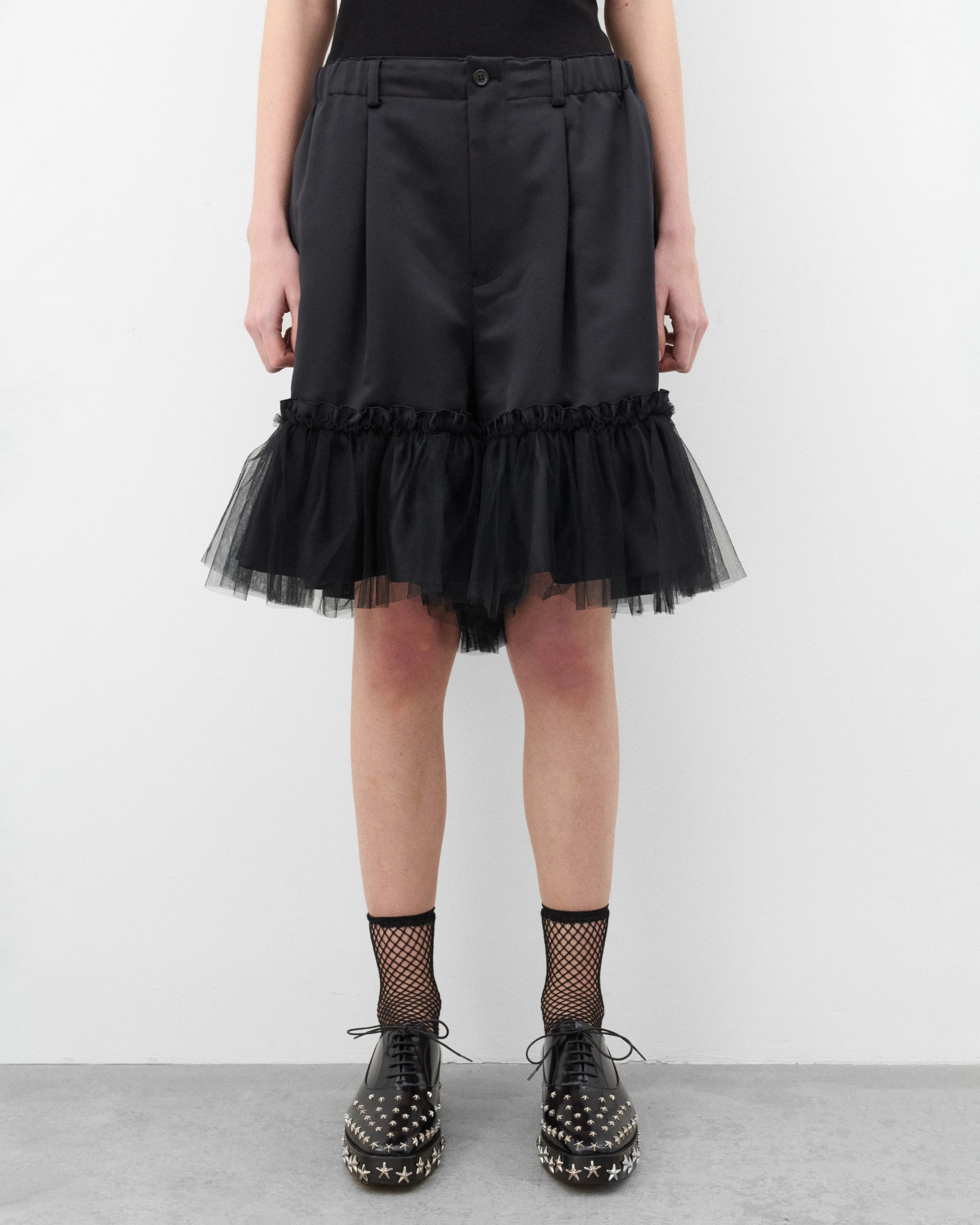 Noir Kei Ninomiya - Women's Tulle Trim Shorts - (Black) - Image 3
