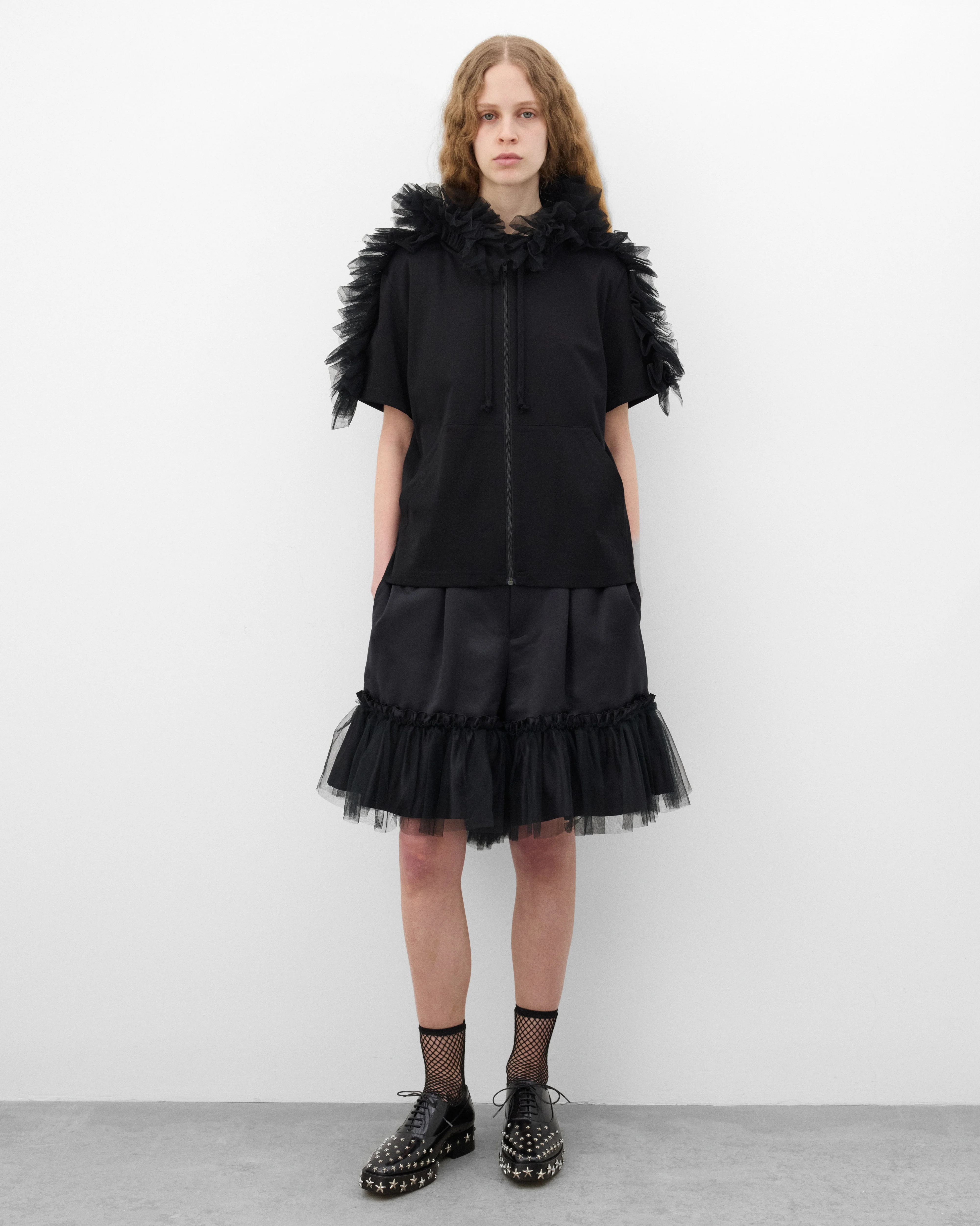 Noir Kei Ninomiya - Women's Tulle Trim Shorts - (Black) - Image 6