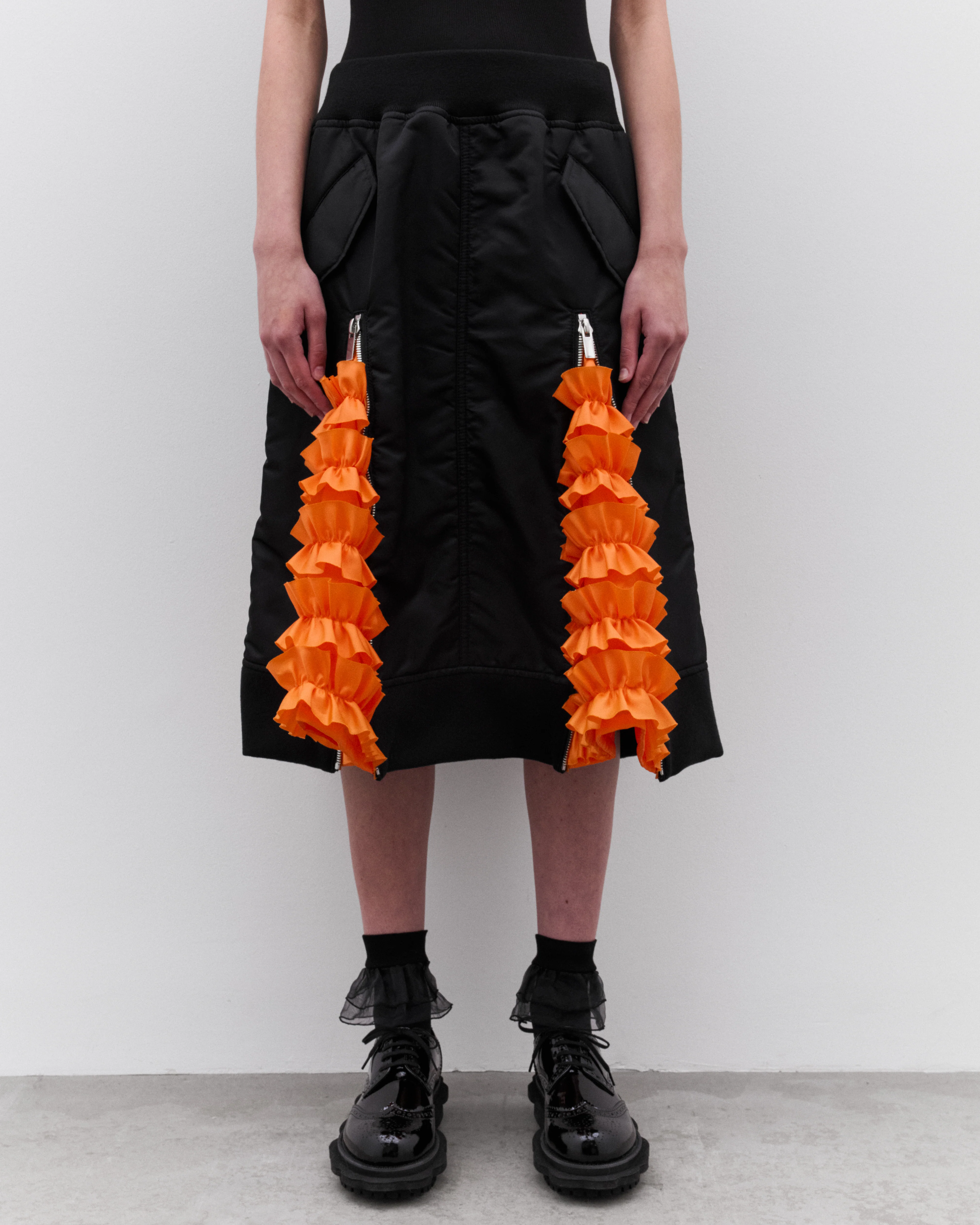 Noir Kei Ninomiya - Women’s Frill Panel Skirt - (Black/Orange) - Image 3