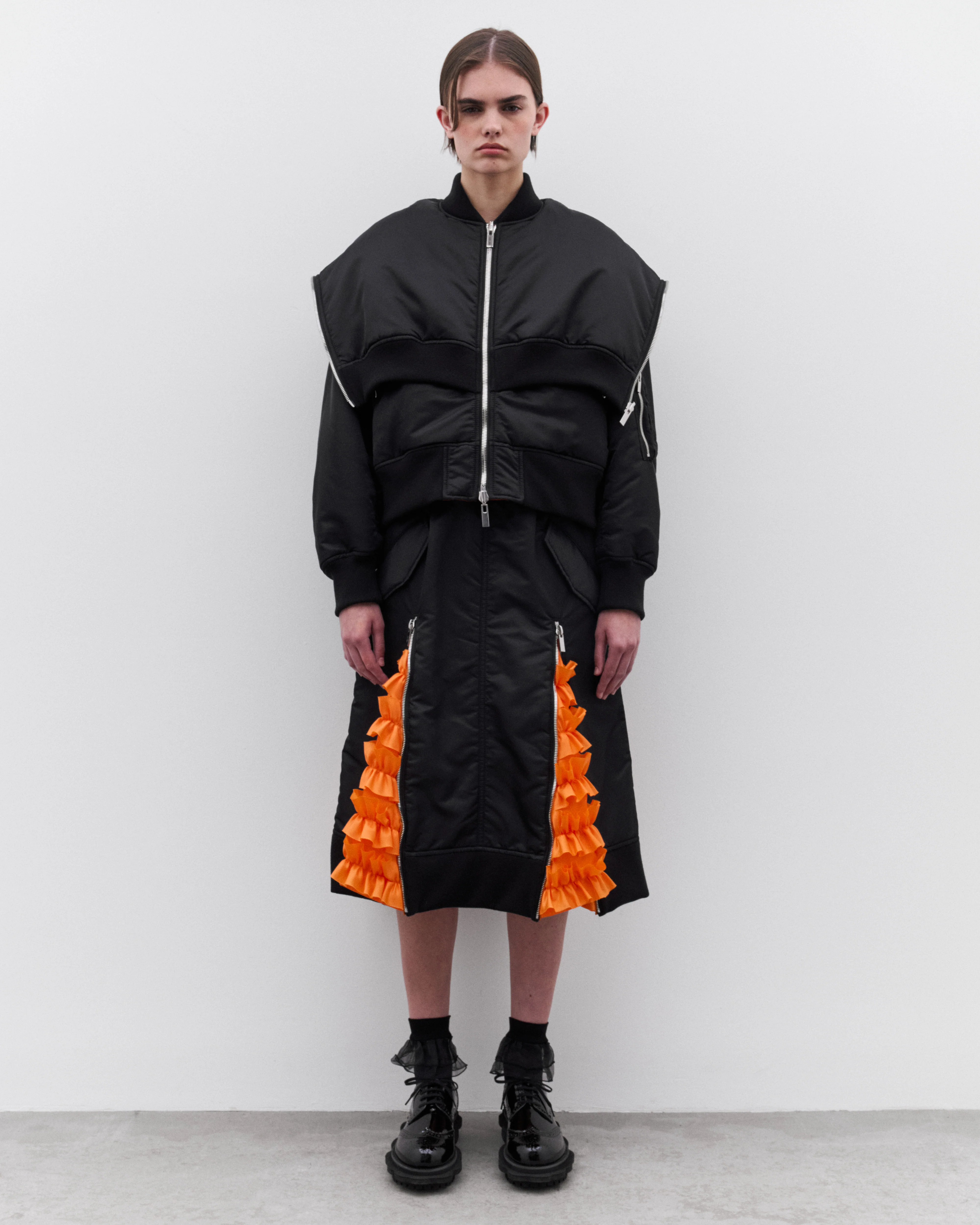 Noir Kei Ninomiya - Women’s Frill Panel Skirt - (Black/Orange) - Image 6