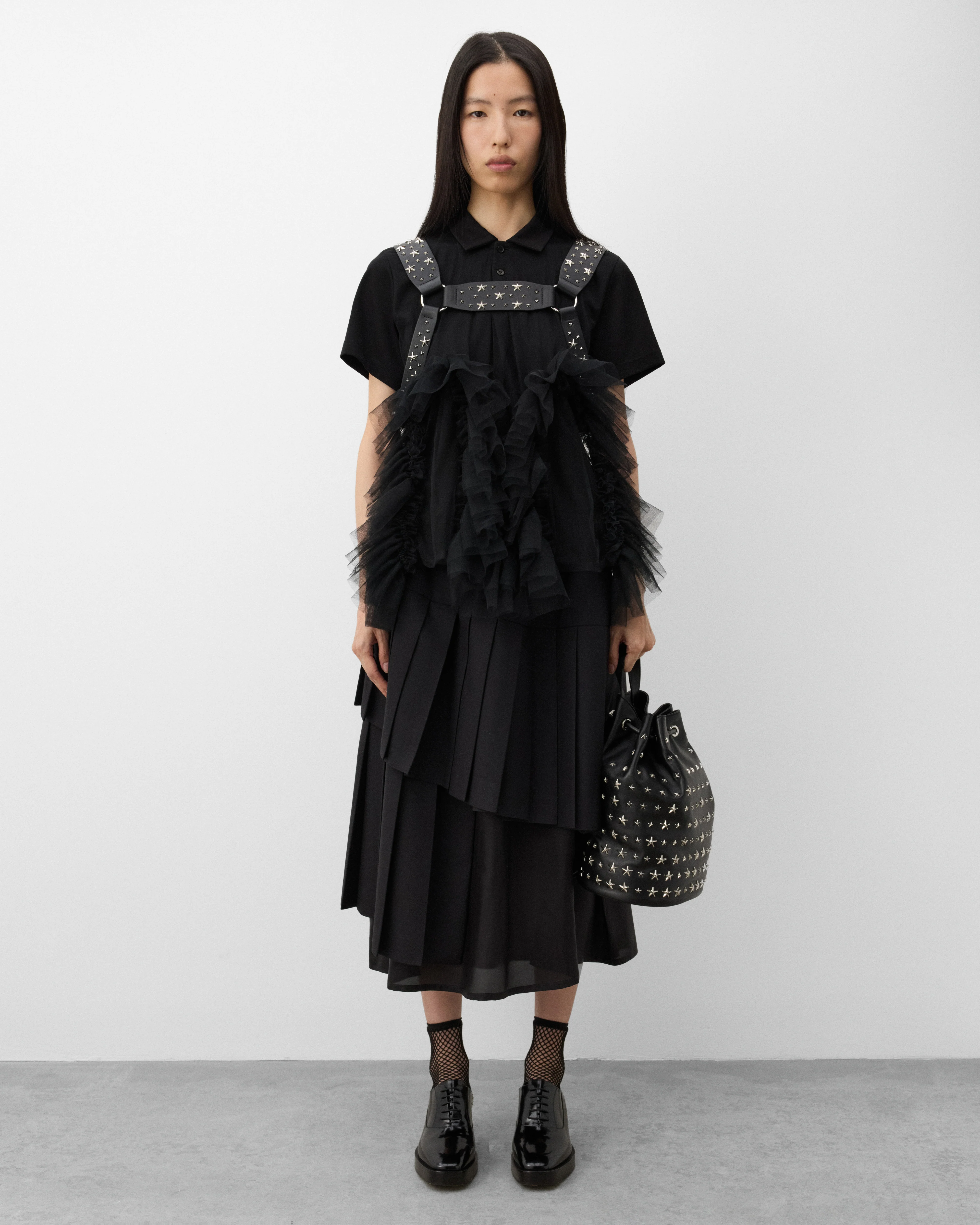 Noir Kei Ninomiya - Women's Tulle Polo Shirt - (Black) - Image 6