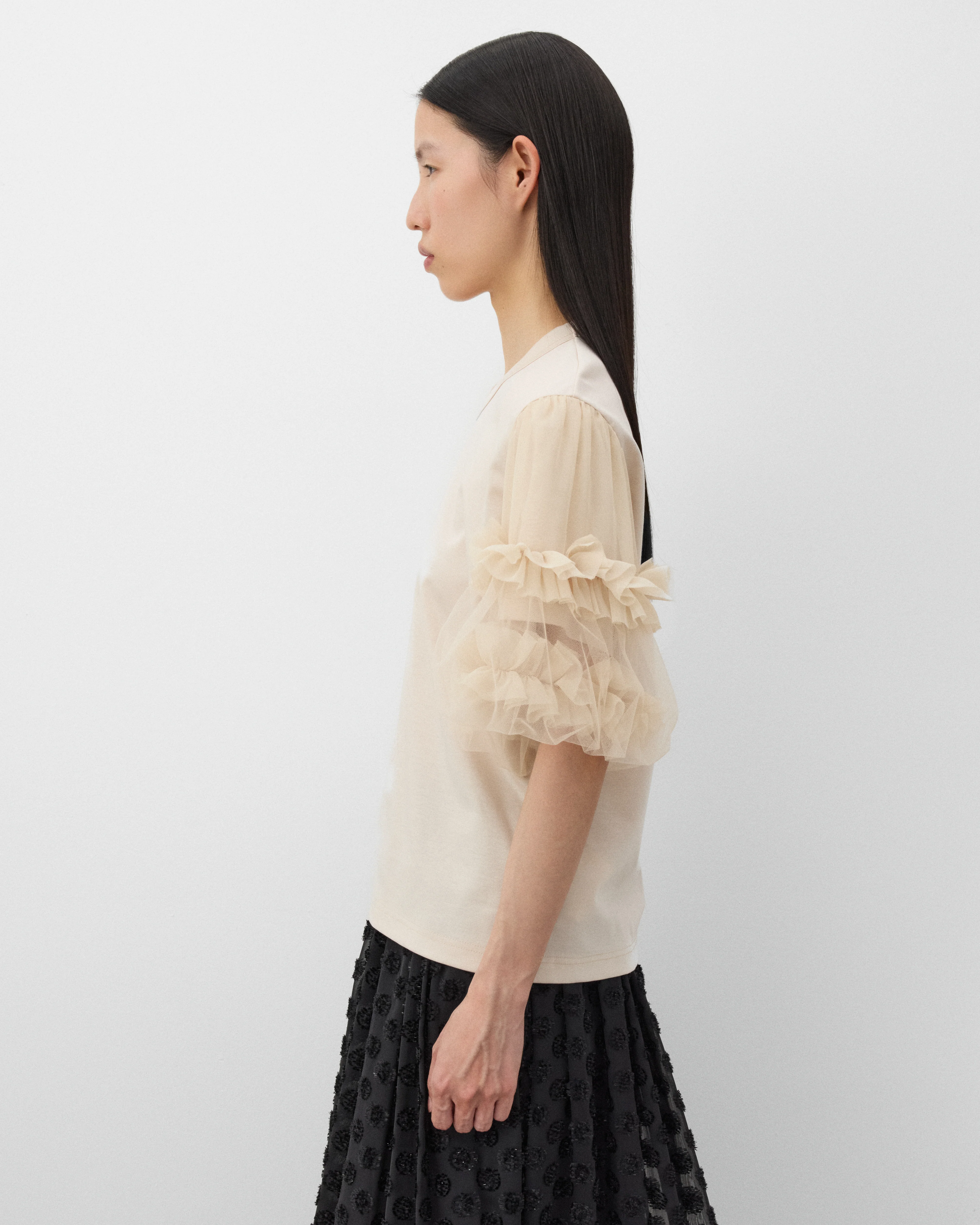 Noir Kei Ninomiya - Women's Ruffle T-Shirt - (Beige) - Image 4