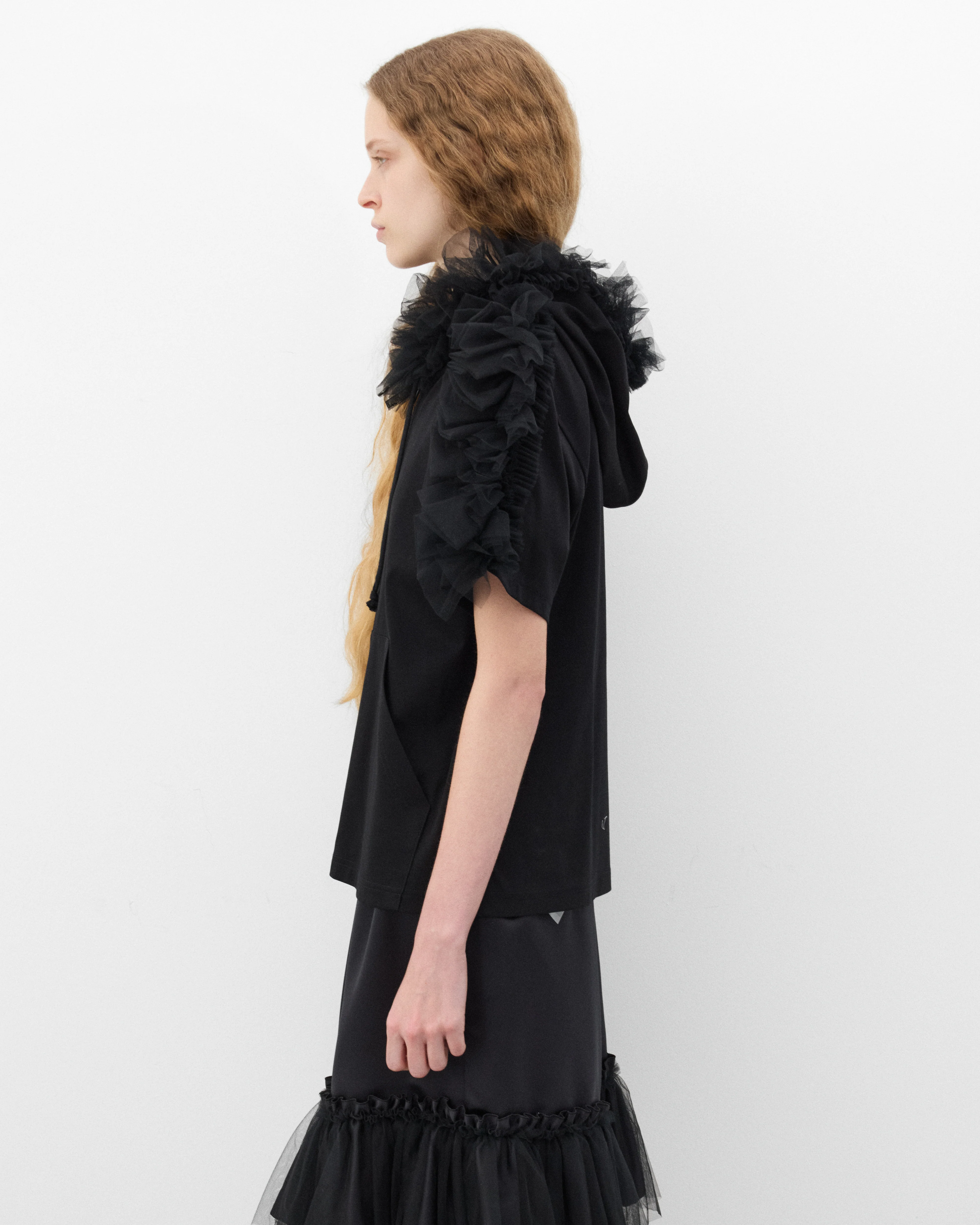 Noir Kei Ninomiya - Women's Hooded Tulle Shirt - (Black) - Image 4