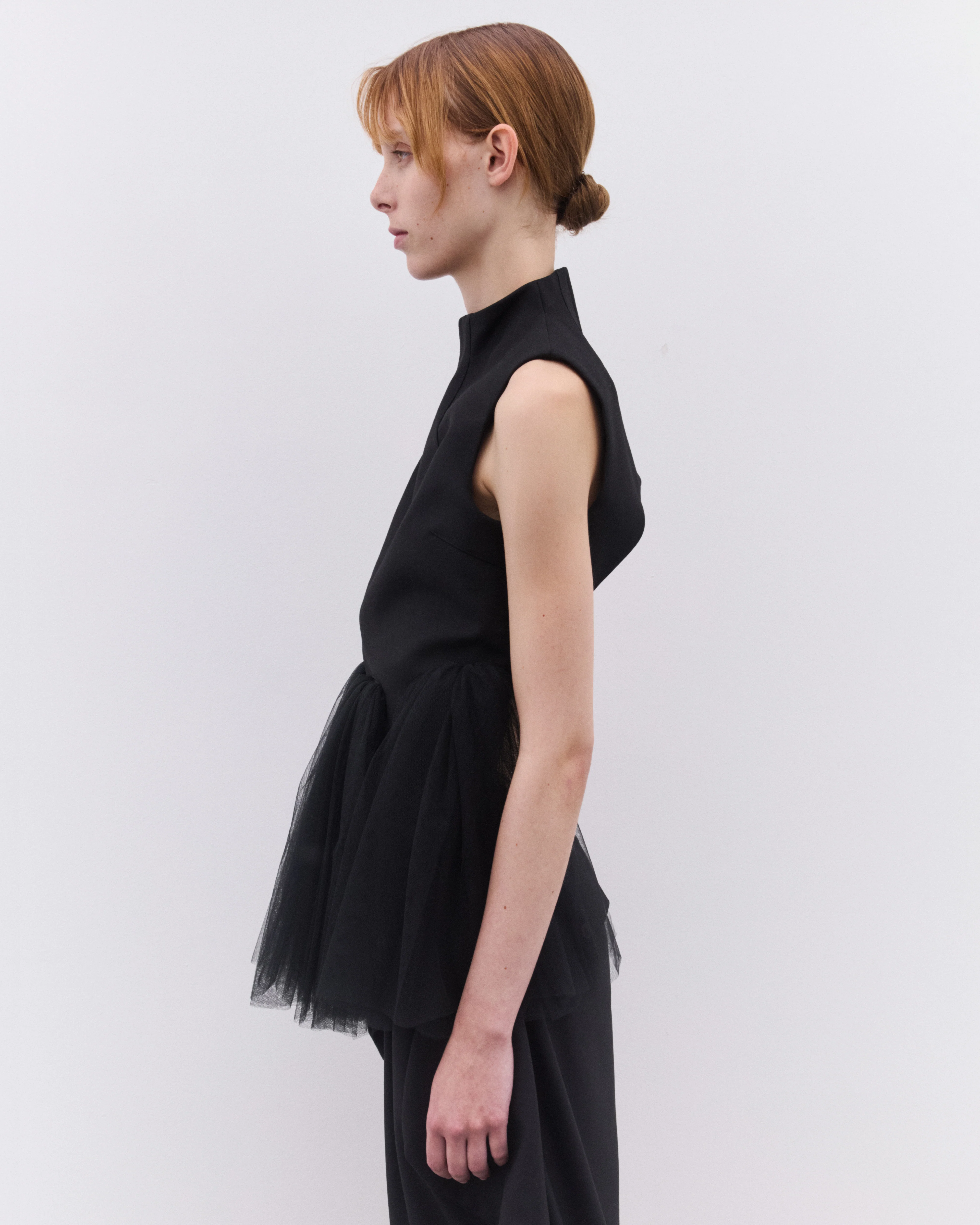 Noir Kei Ninomiya - Women’s Tulle Trim Top - (Black) - Image 4