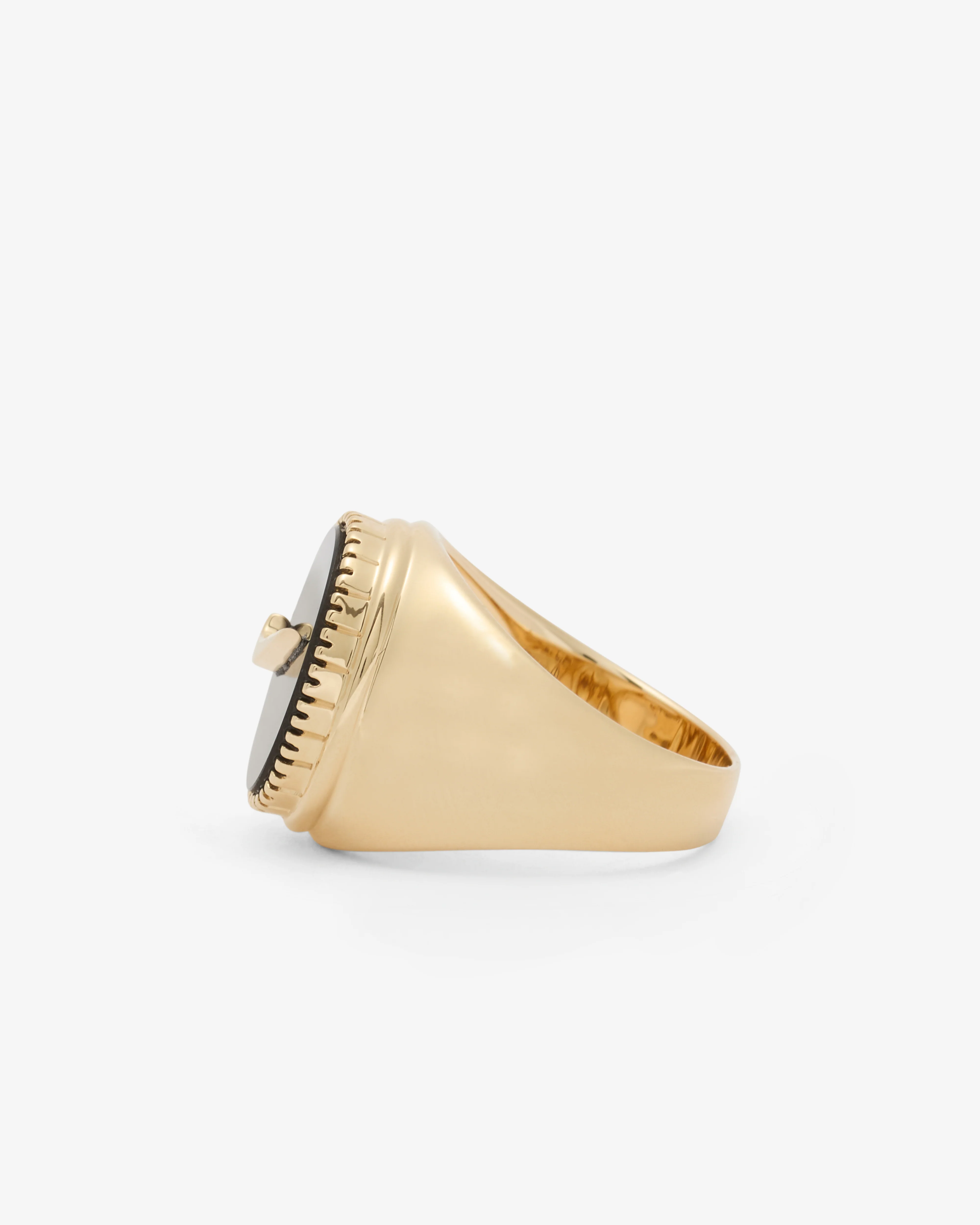 O Thongthai - Signature Signet Ring With Swoosh - (Yellow Gold) - Image 2