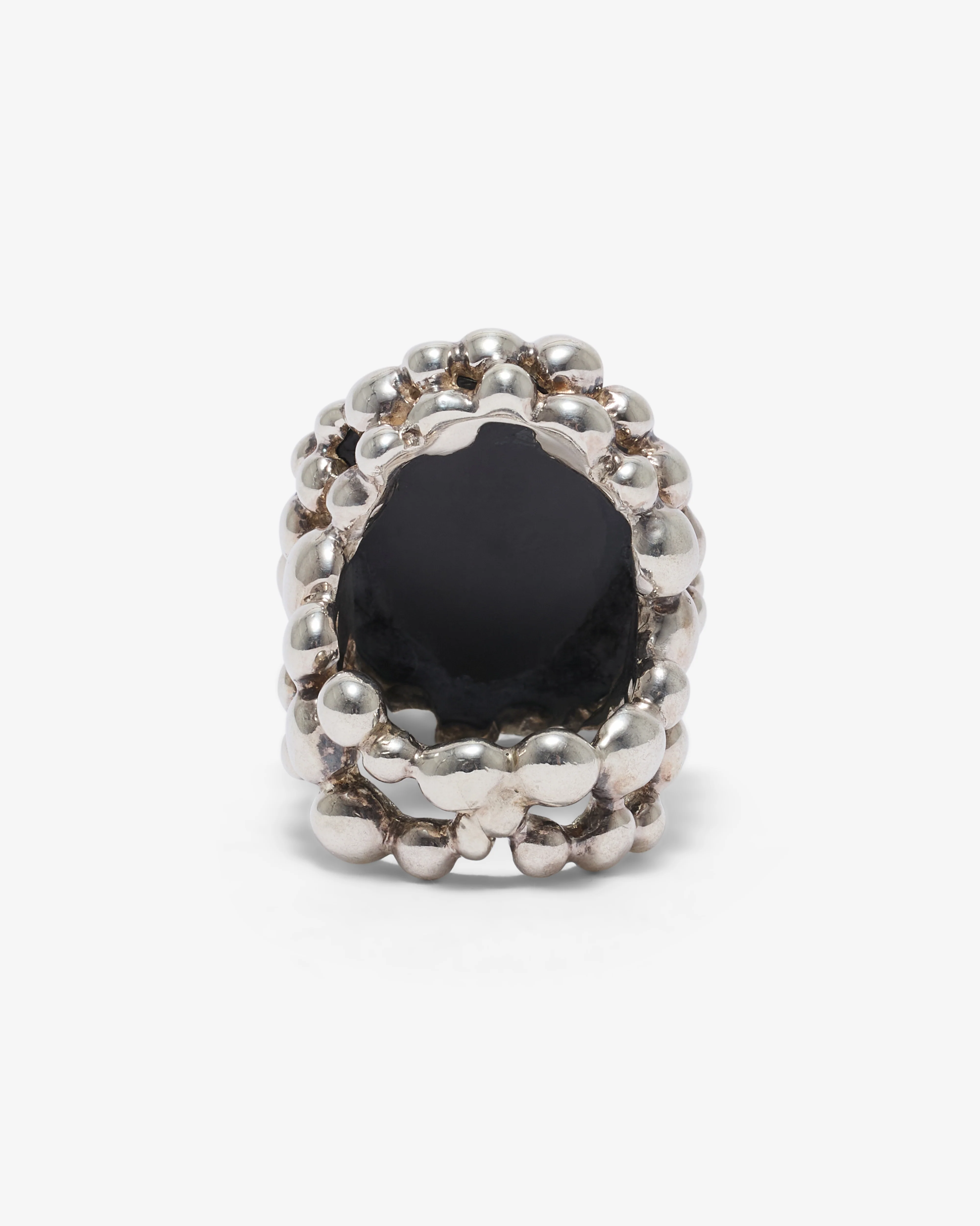 Old Jewelry - Onyx Pebble Plinth Ring - (Silver) - Image 3