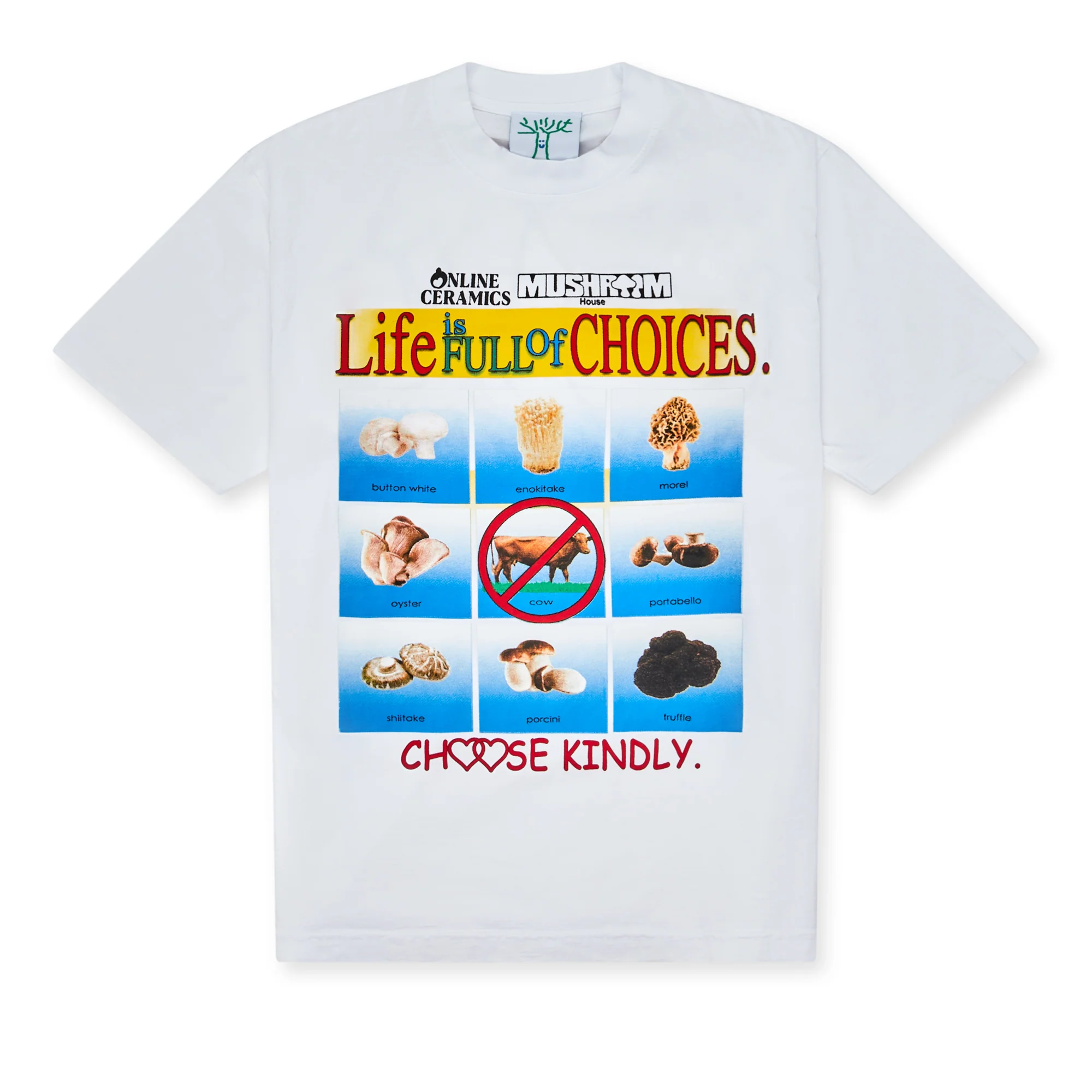 Online Ceramics - Eat Mushrooms T-Shirt - (White)