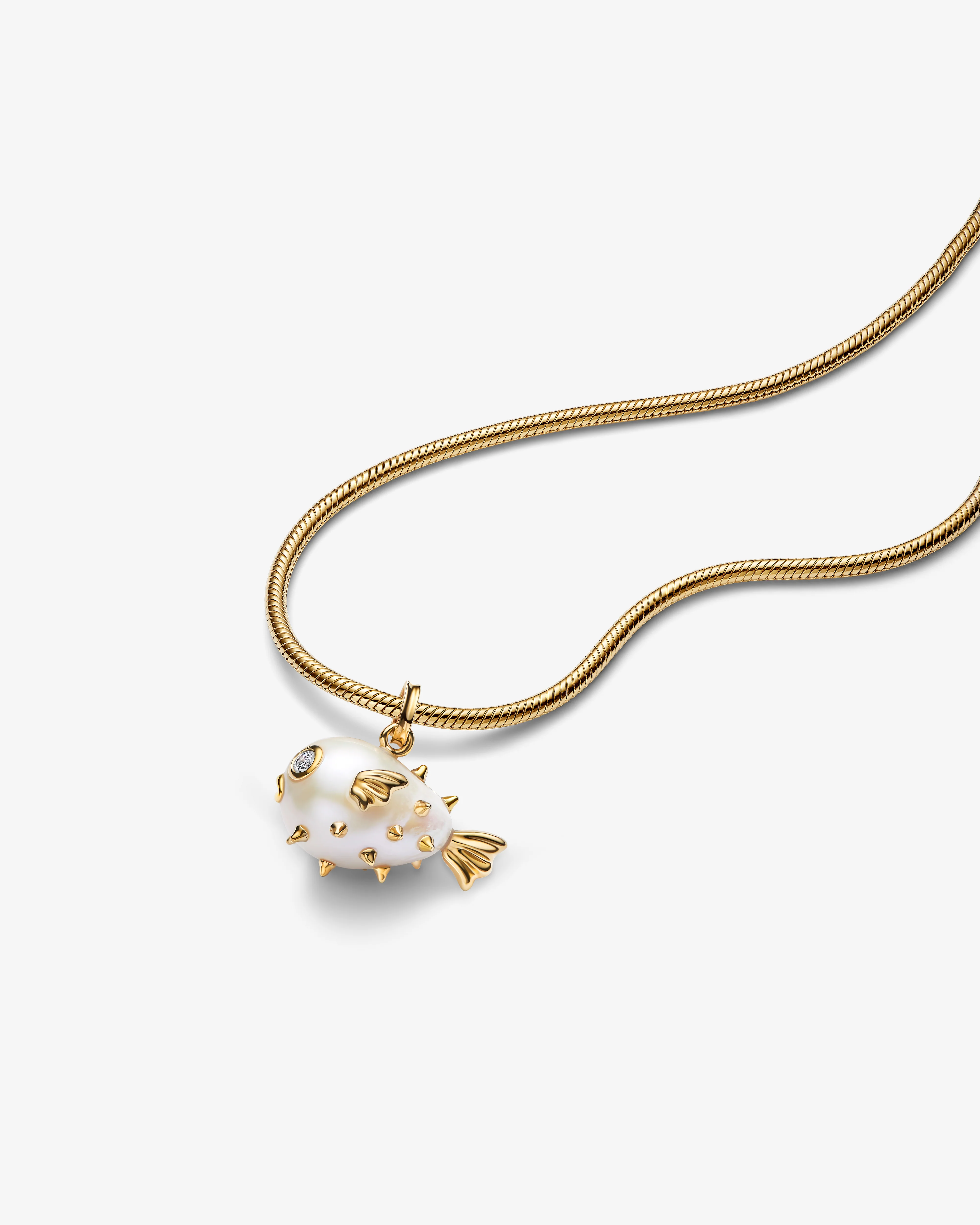 Pandora - XL Pufferfish Pendant - (Pearl/Gold) - Image 3