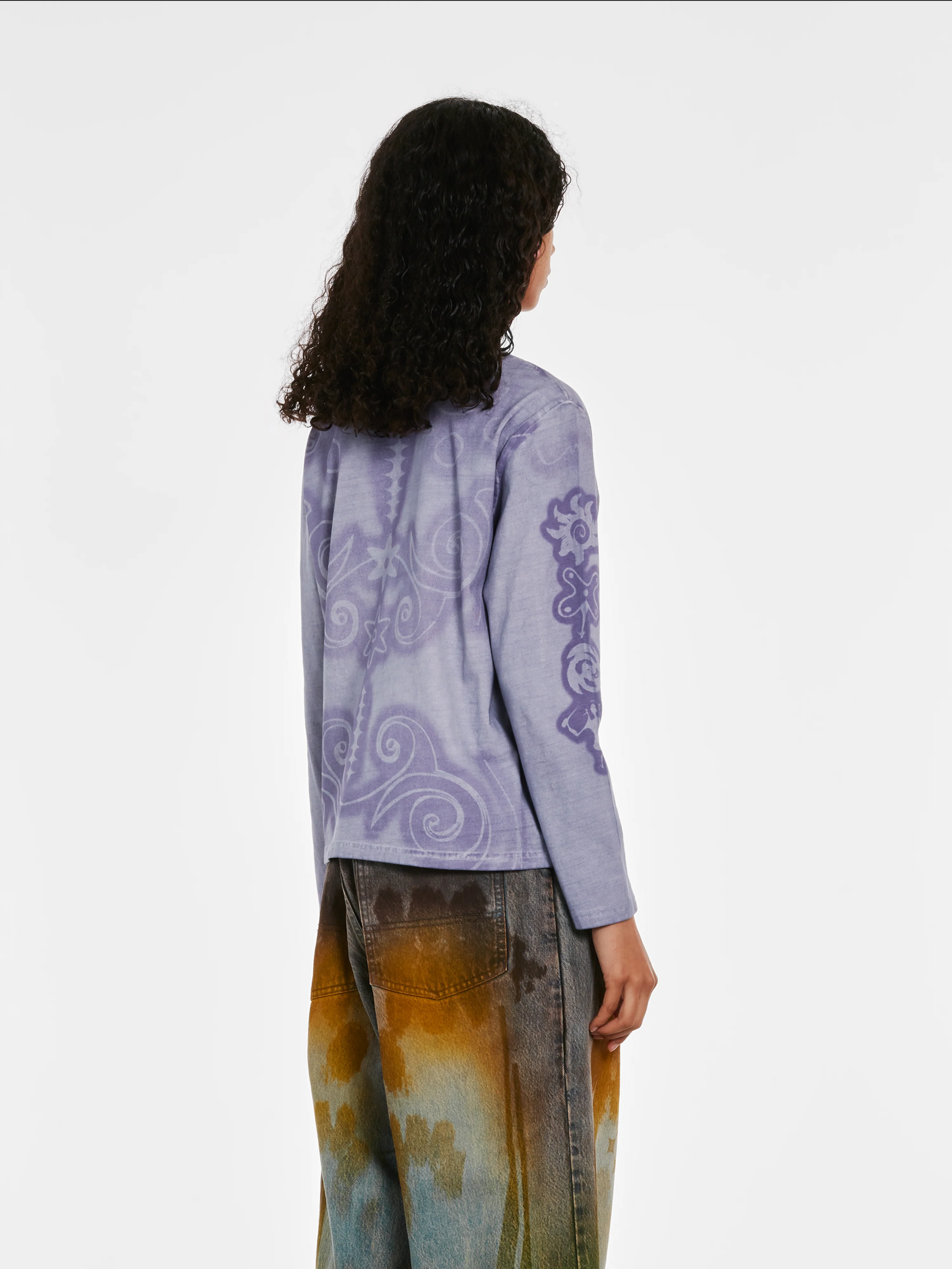 Paolina Russo - Women’s Cotton Long Sleeve Top - (Lilac) - Image 4