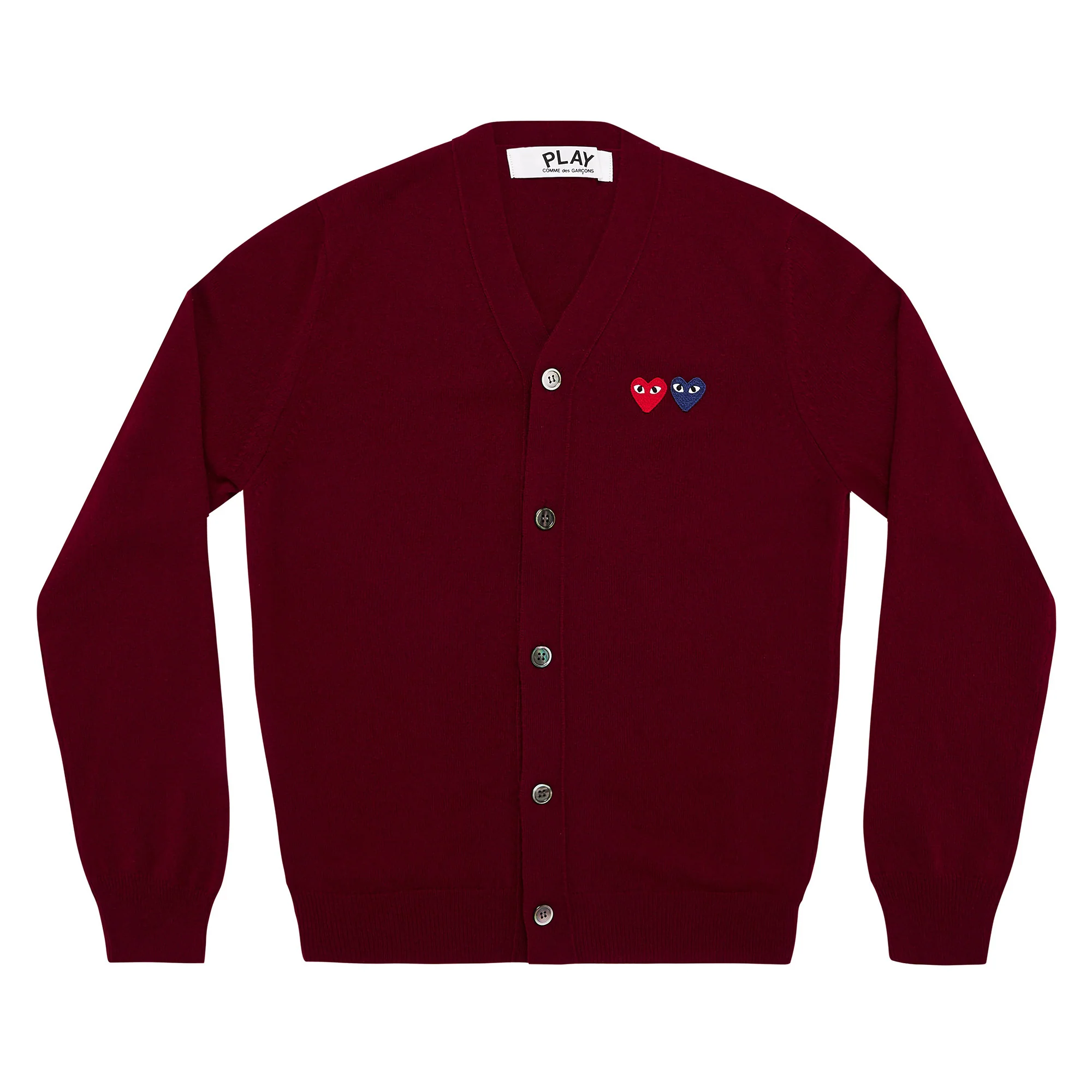 Play - Double Heart Men’s Cardigan - (Burgundy)