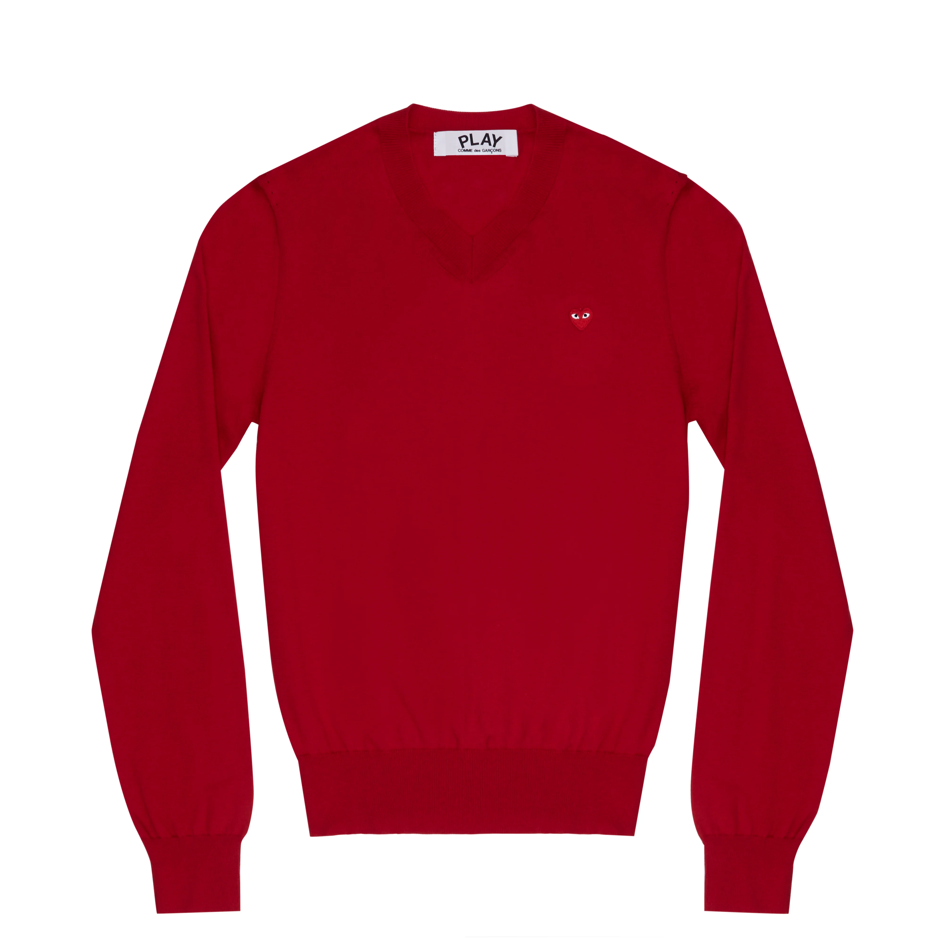 Play - Little Red Heart Cotton V-Neck Sweater - (Red)
