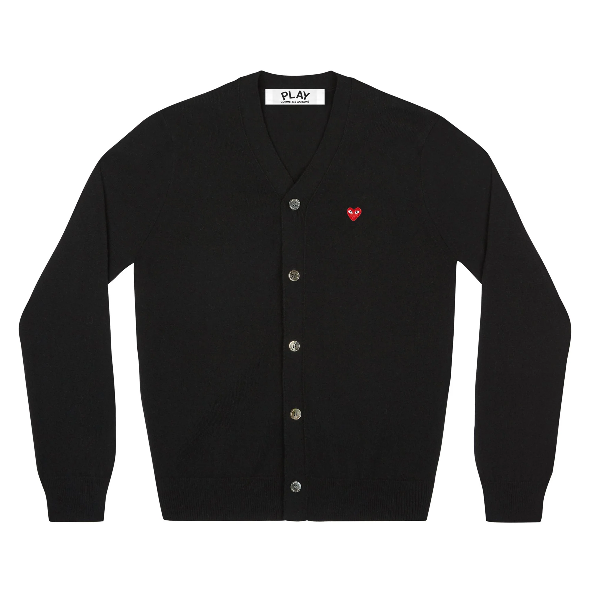 Play - Men’s Small Red Heart V-Neck Cardigan - (Black)
