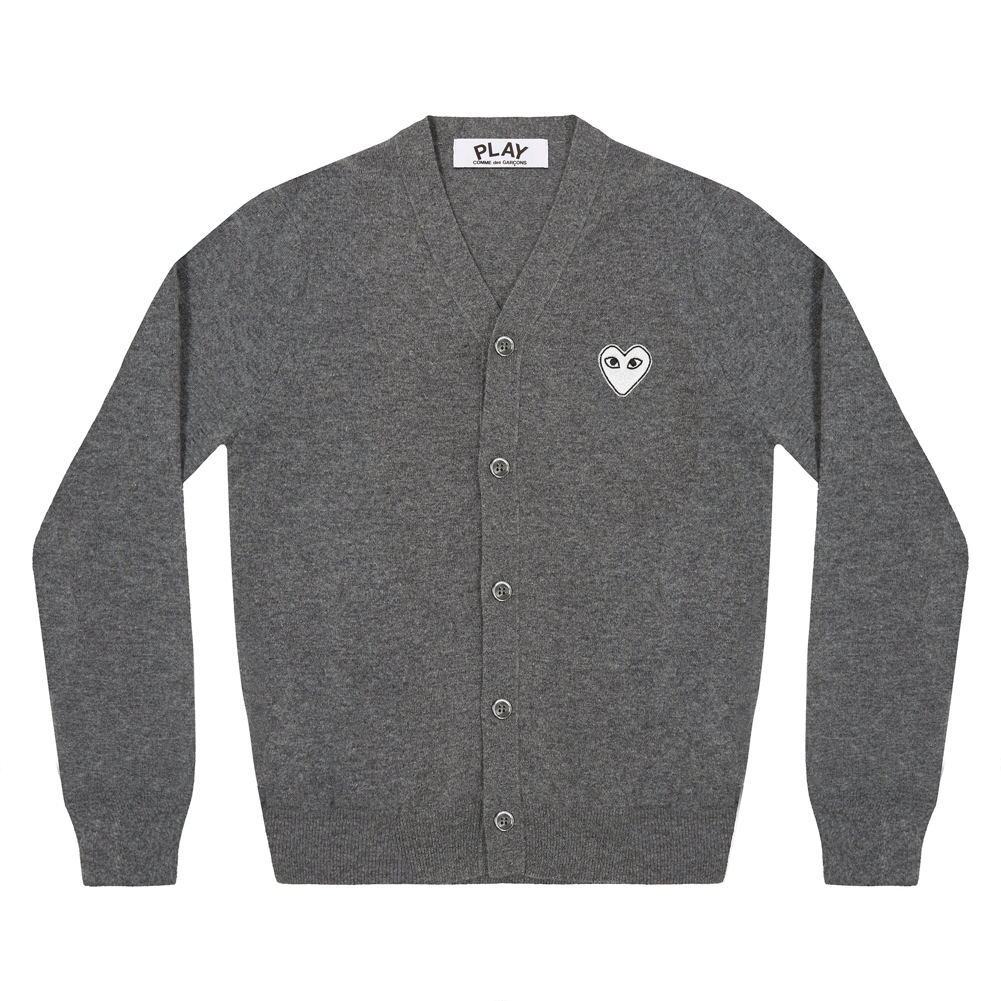 Play - White Heart Men’s Cardigan - (Dark Grey)