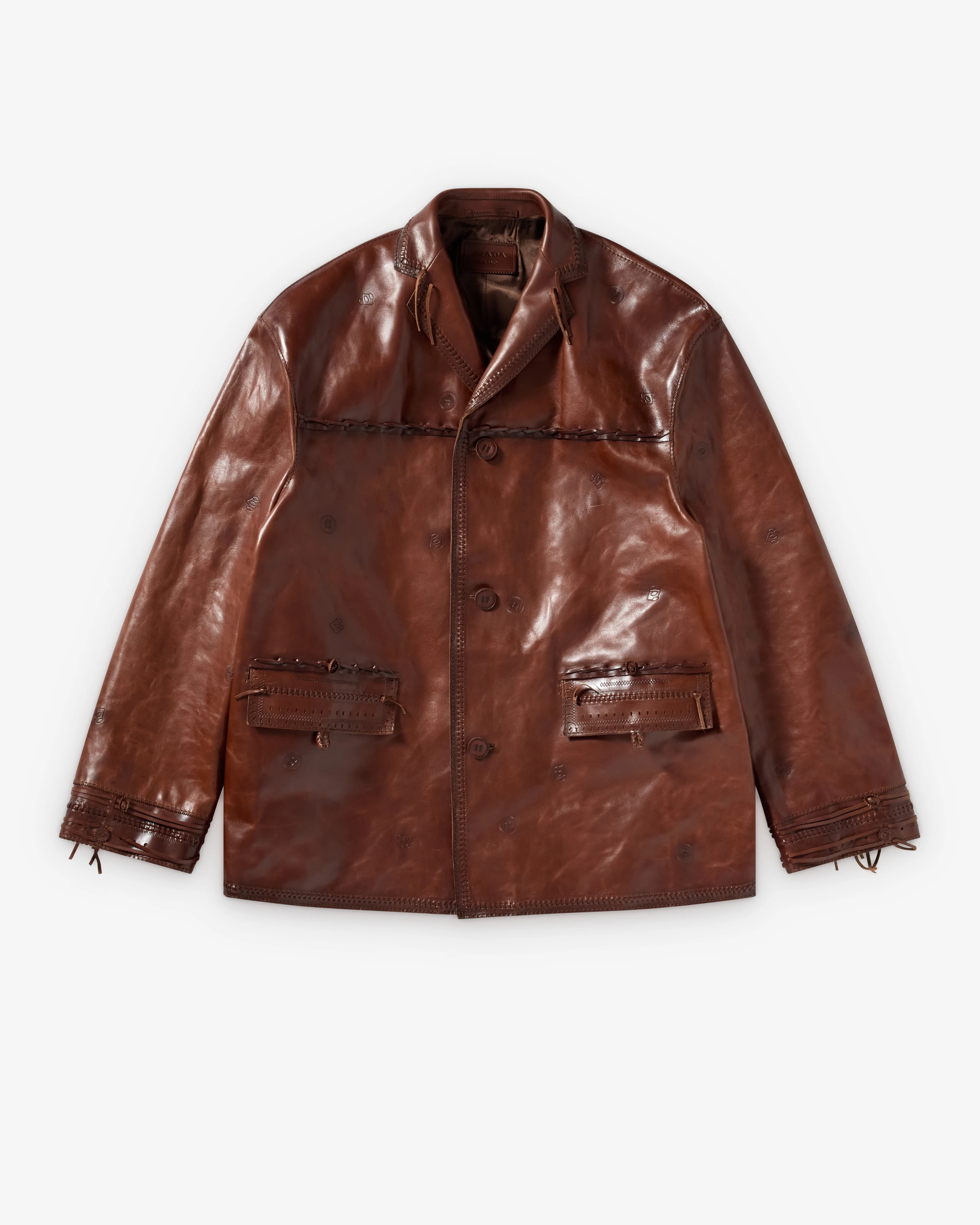 Prada - Men's Braided Leather Jacket - (Cocoa Brown)