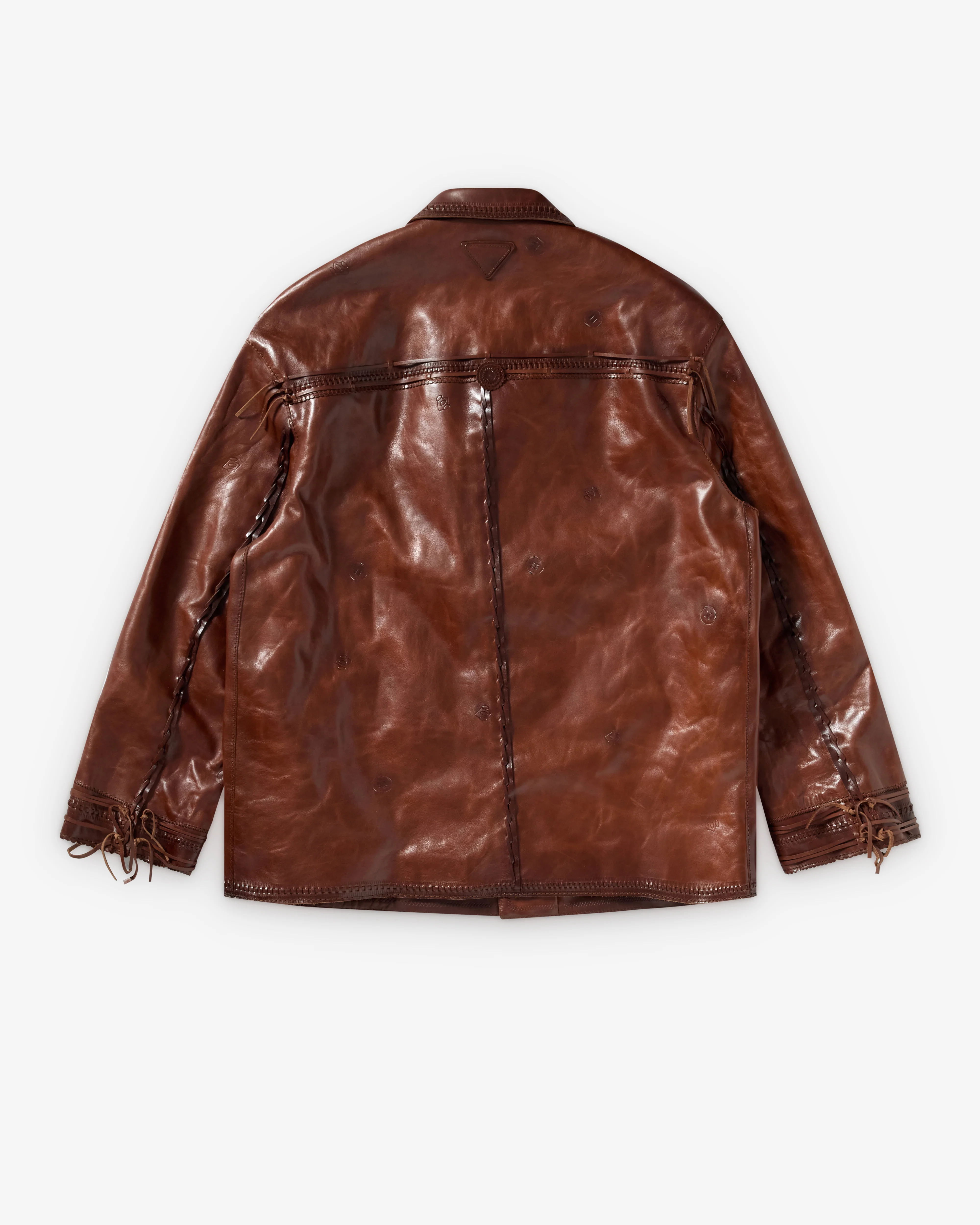 Prada - Men's Braided Leather Jacket - (Cocoa Brown) - Image 2