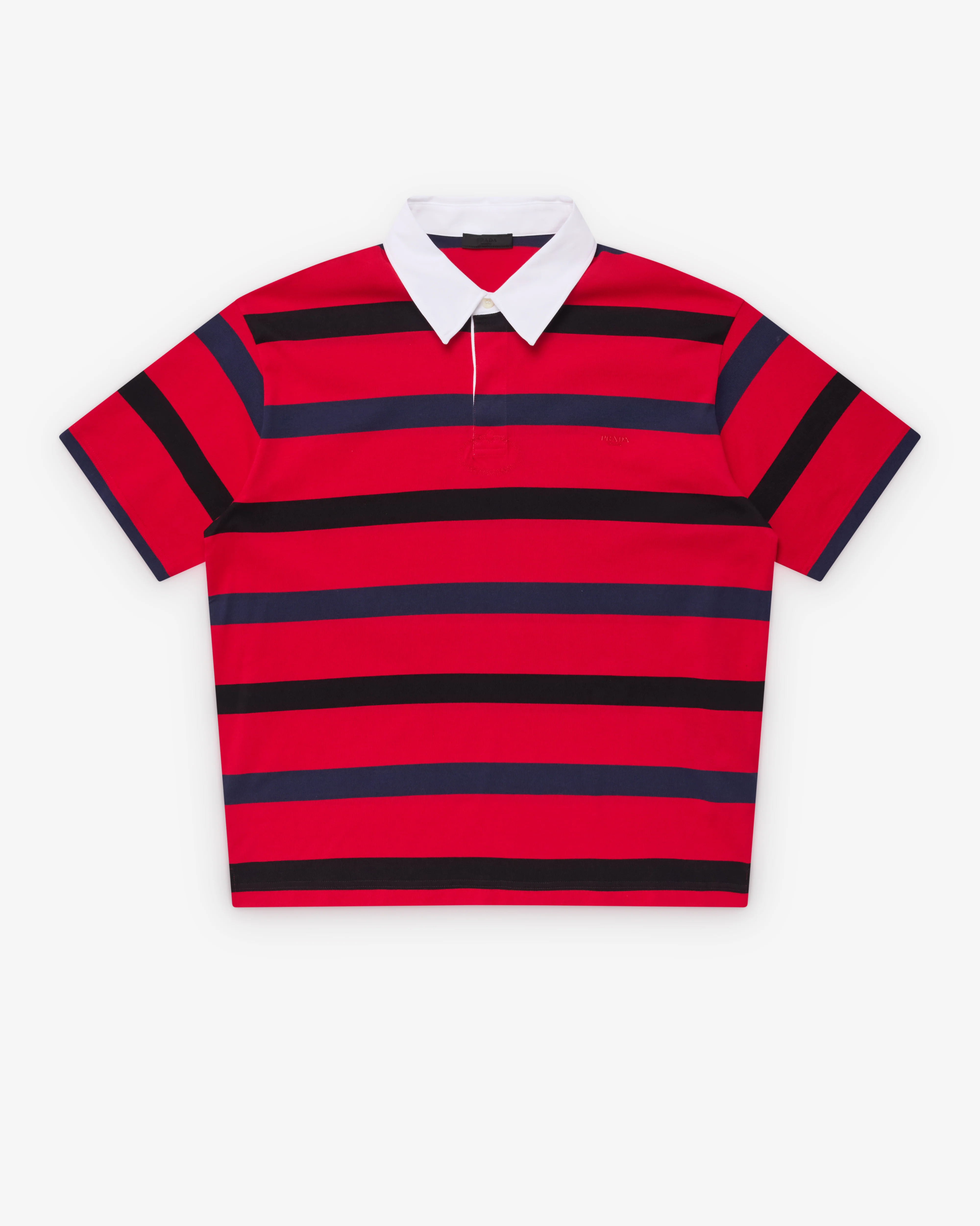 Prada - Men's Short Sleeve Polo Shirt - (Red/Blue)
