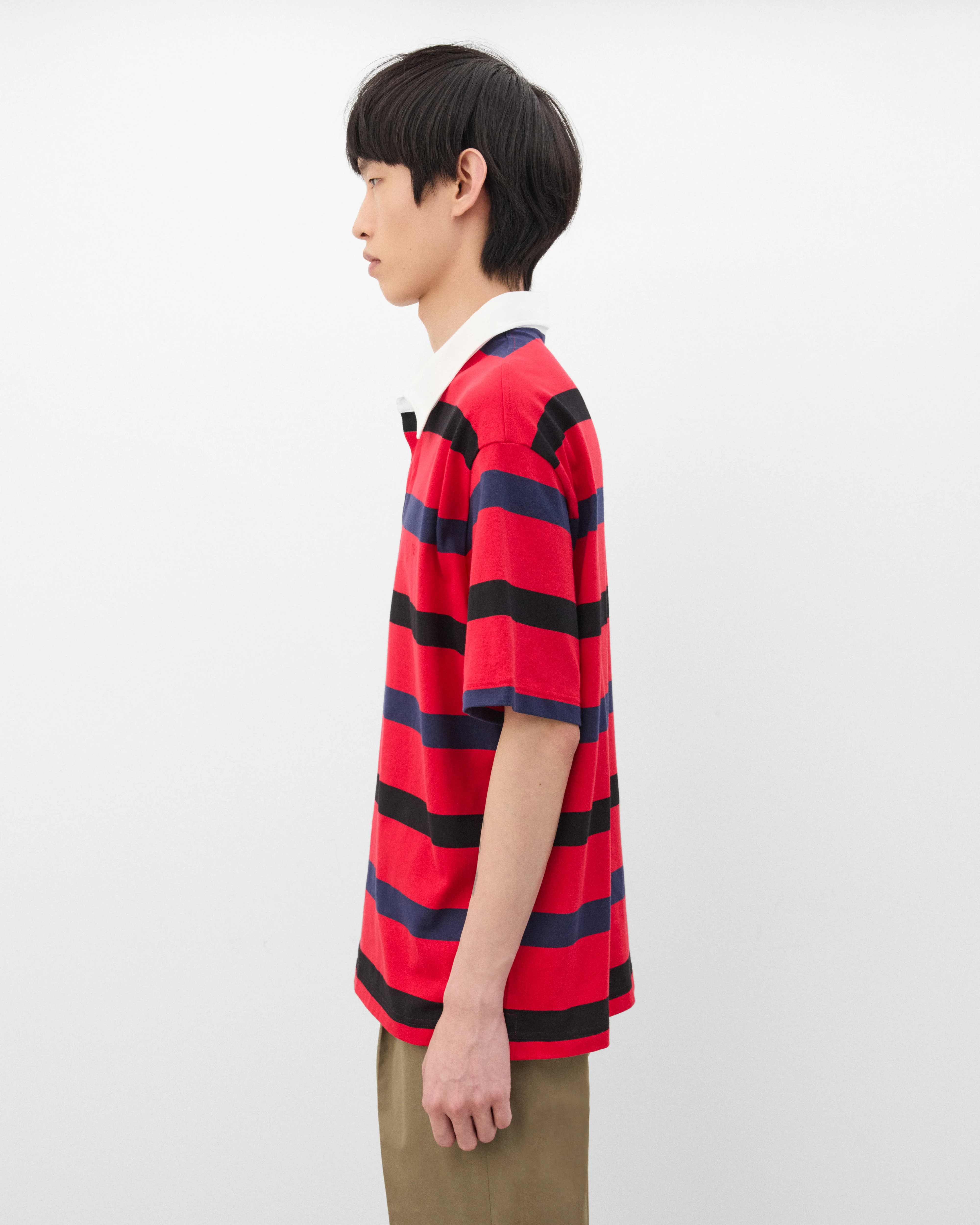Prada - Men's Short Sleeve Polo Shirt - (Red/Blue) - Image 4