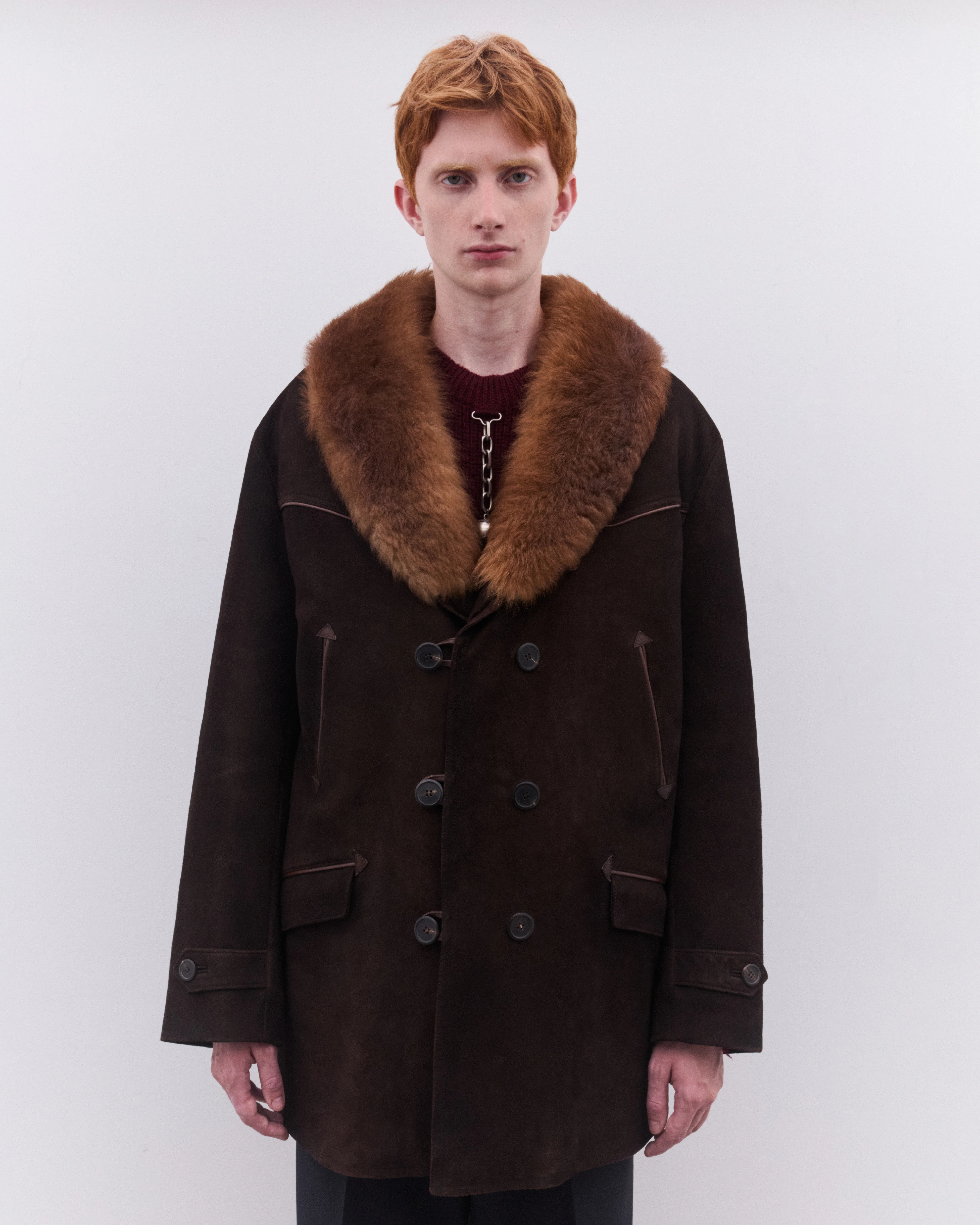 Prada - Men’s Suede Coat - (Brown) - Image 3