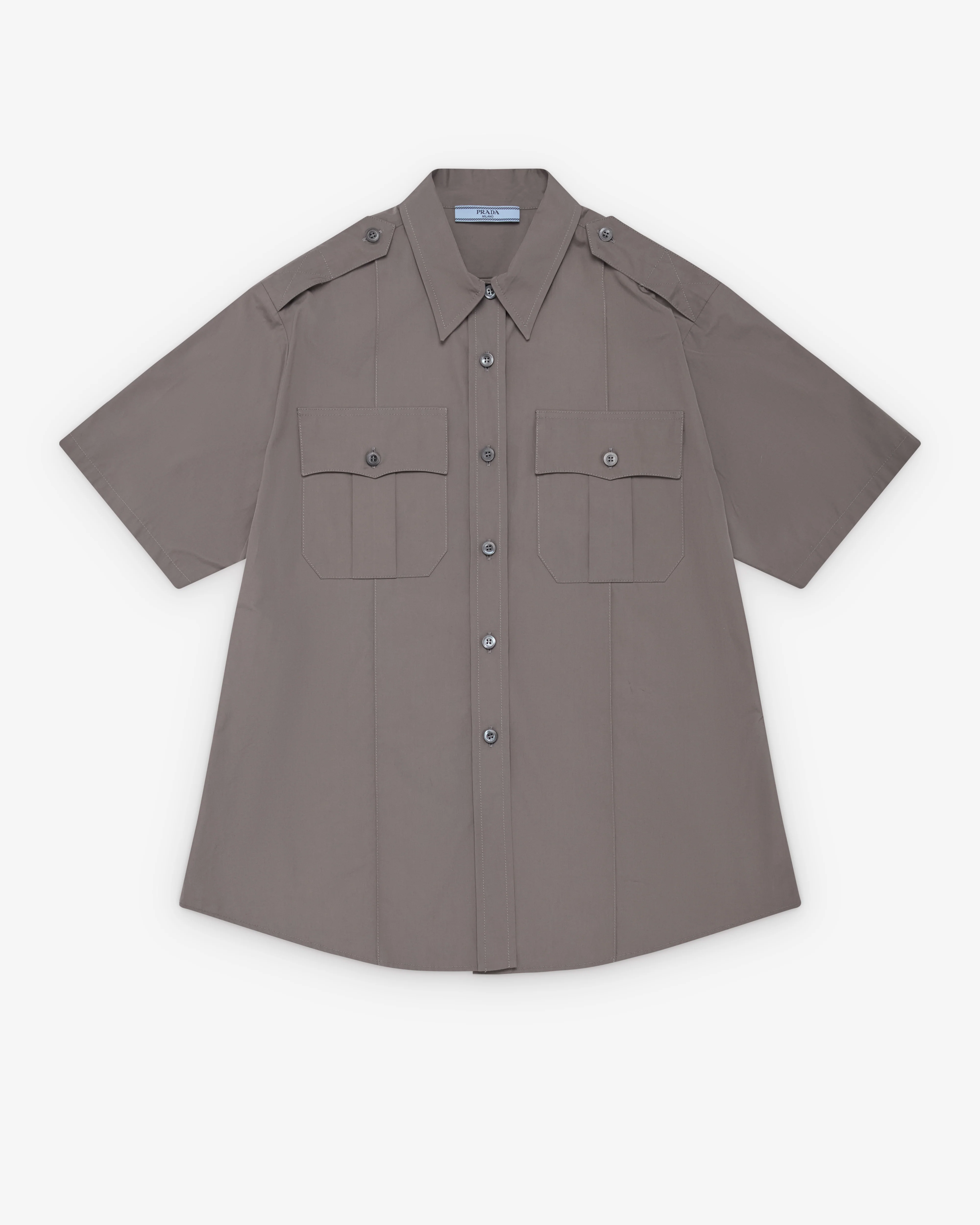Prada - Women's Short Sleeved Poplin Shirt - (Iron Gray)