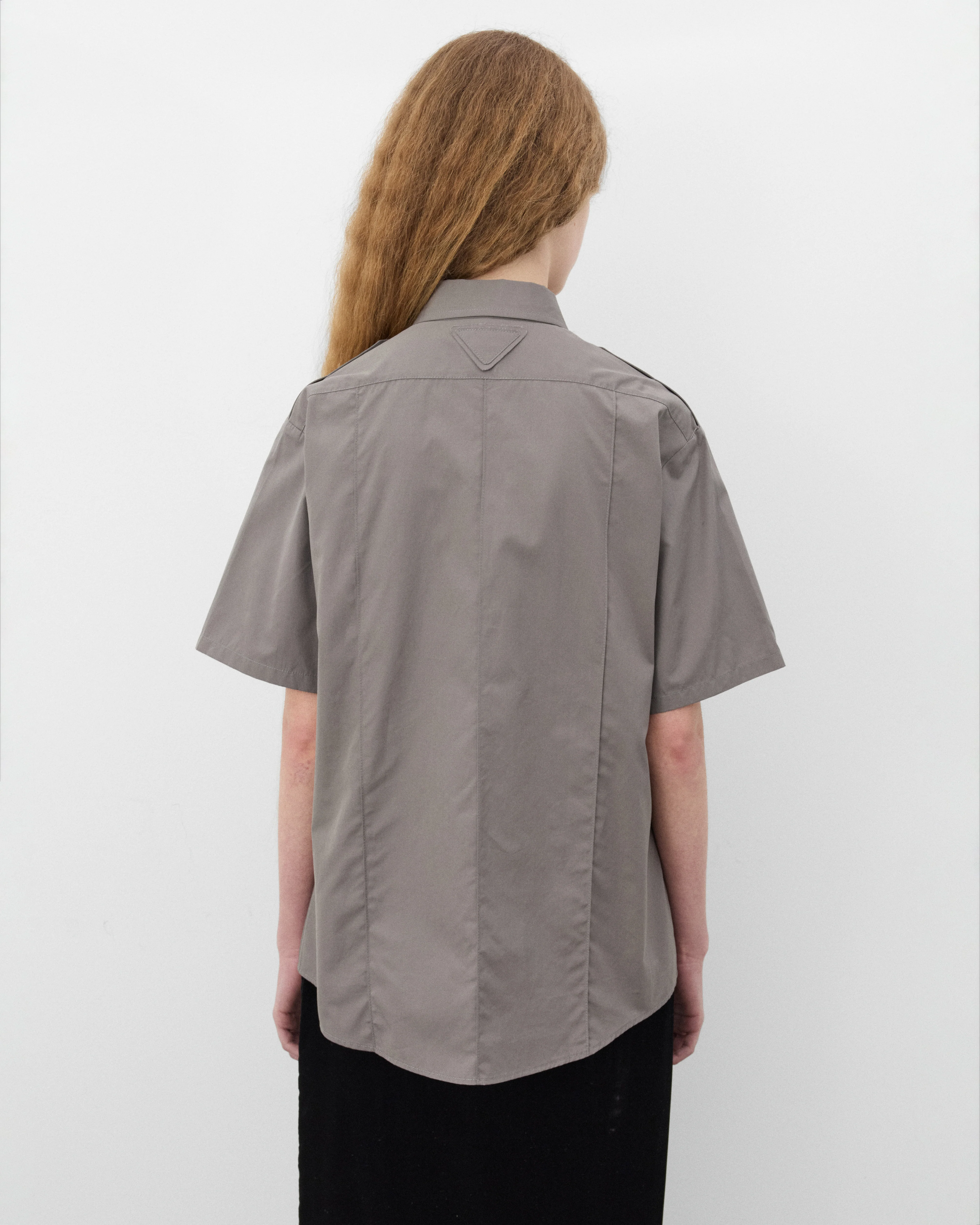 Prada - Women's Short Sleeved Poplin Shirt - (Iron Gray) - Image 5