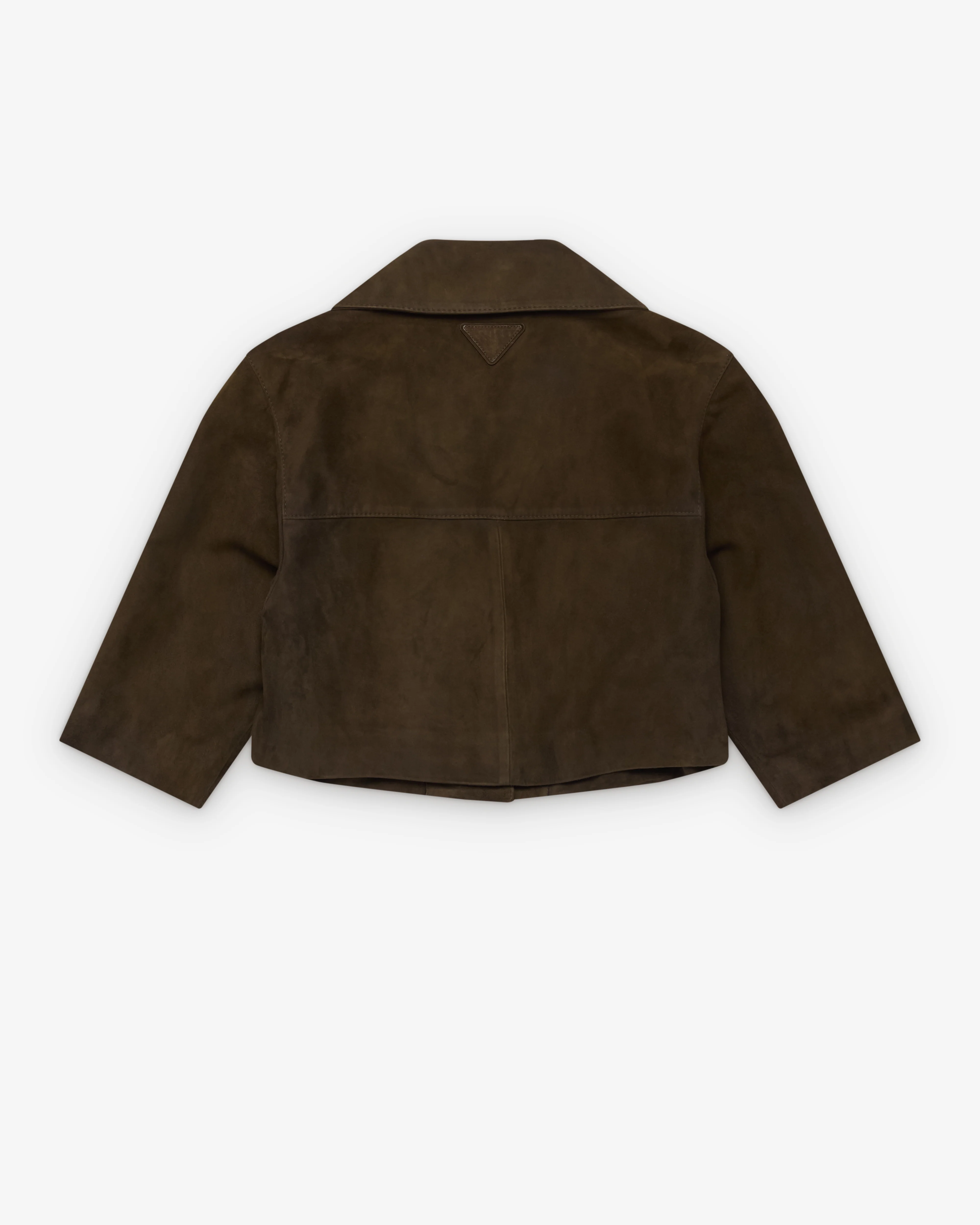 Prada - Women's Cropped Suede Jacket - (Camouflage Green) - Image 2