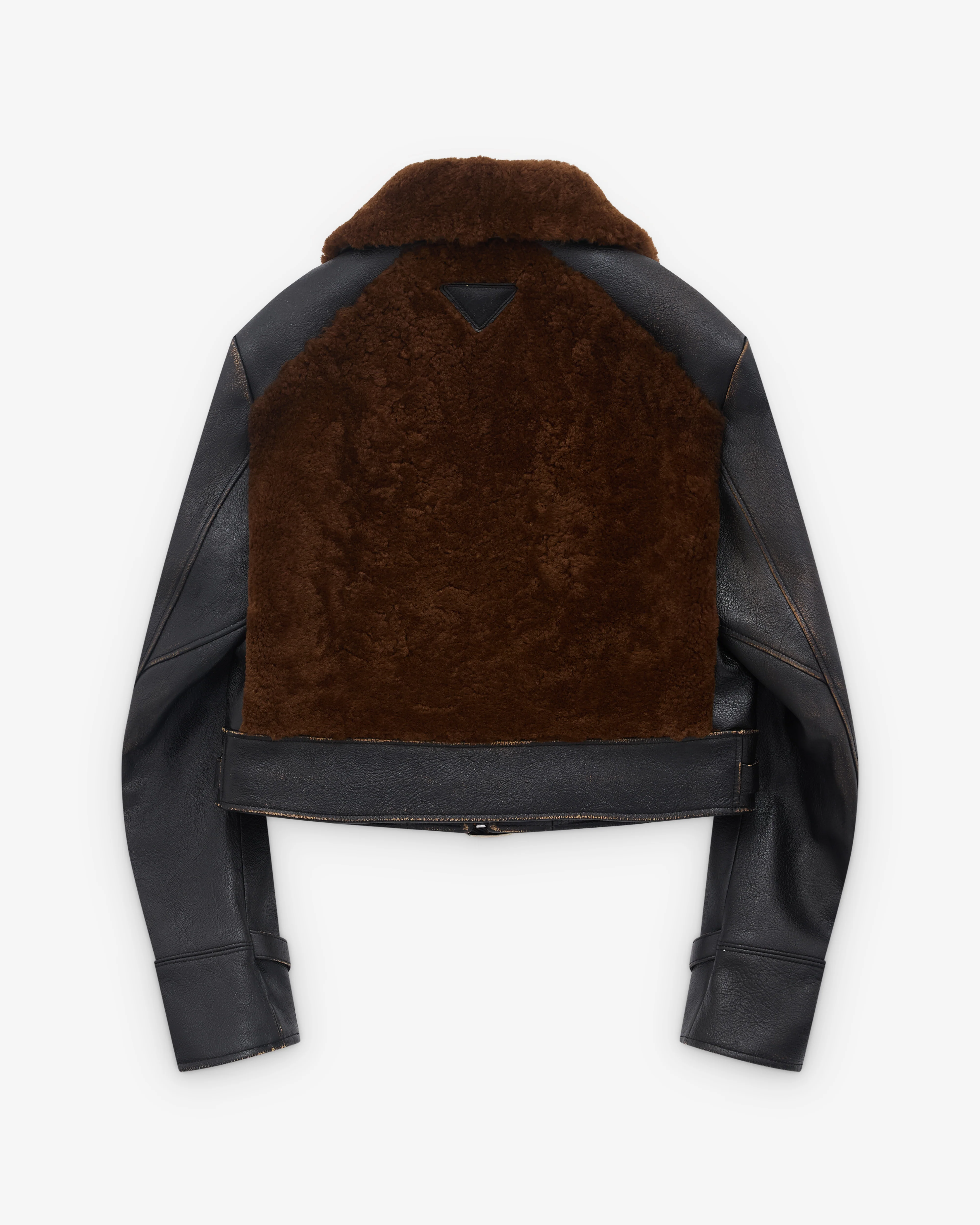 Prada - Women’s Shearling Leather Jacket - (Black/Brown) - Image 2