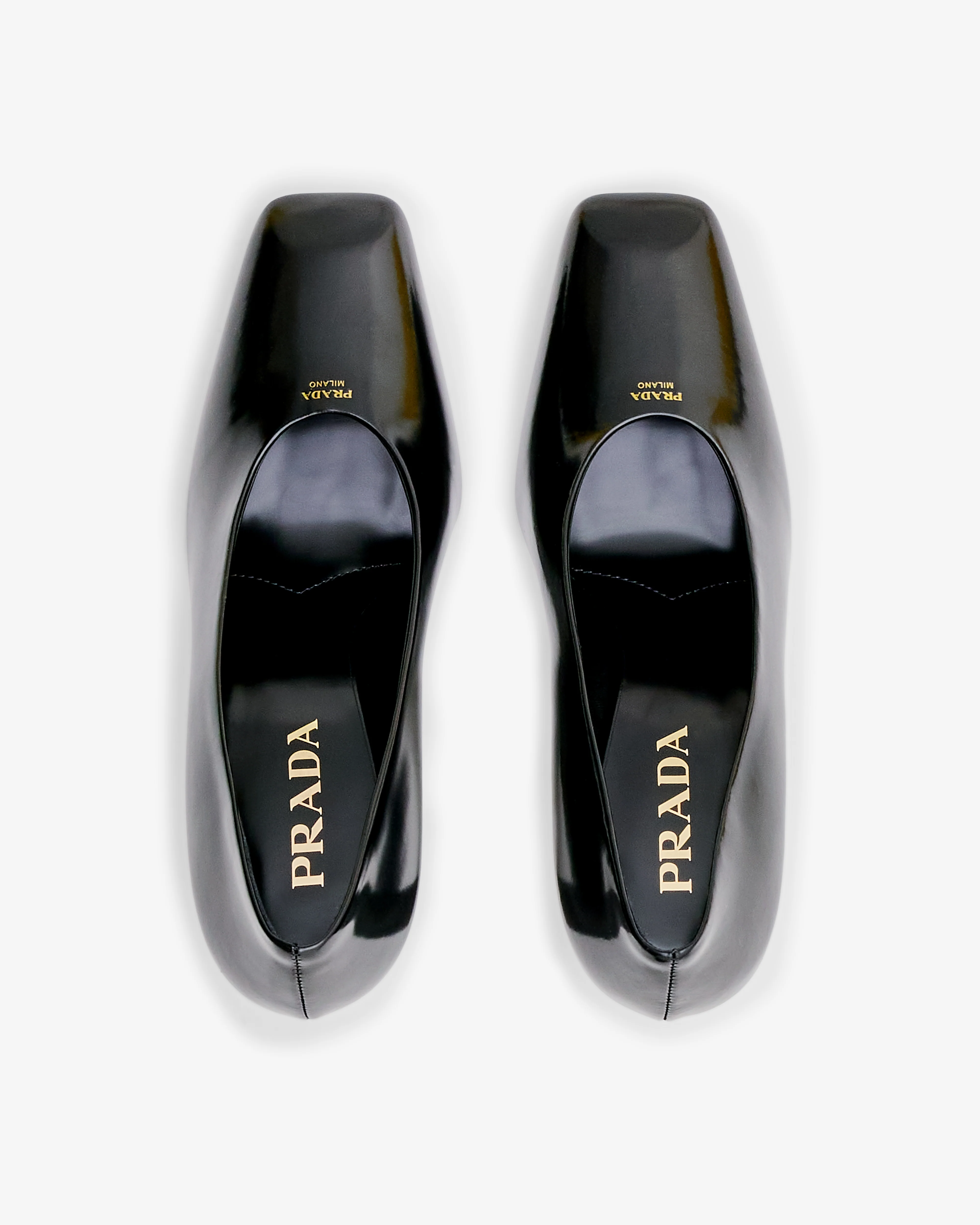 Prada - Women’s Brushed Leather Pumps - (Black) - Image 5