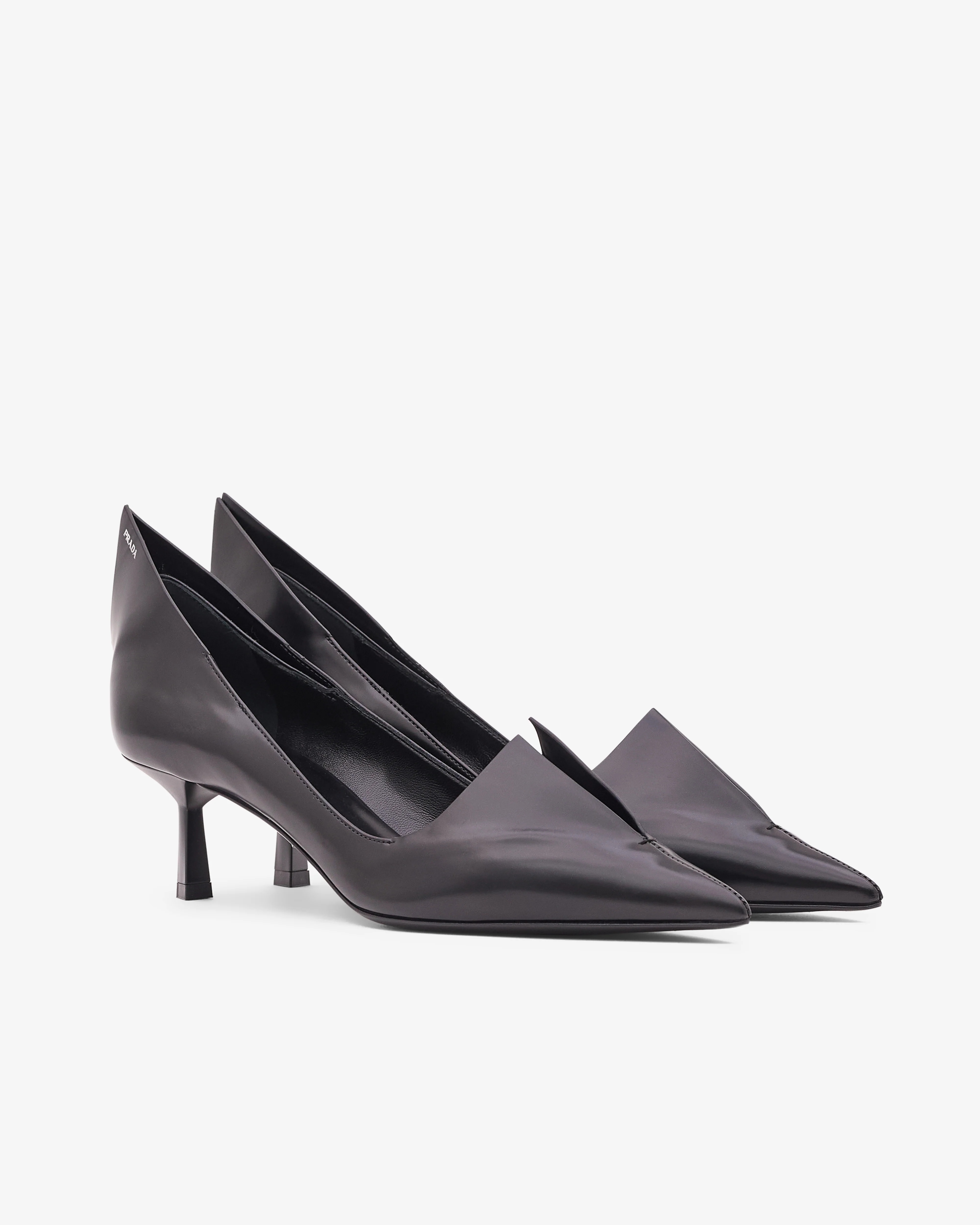 Prada - Women's Brushed Leather Pumps - (Black) - Image 3