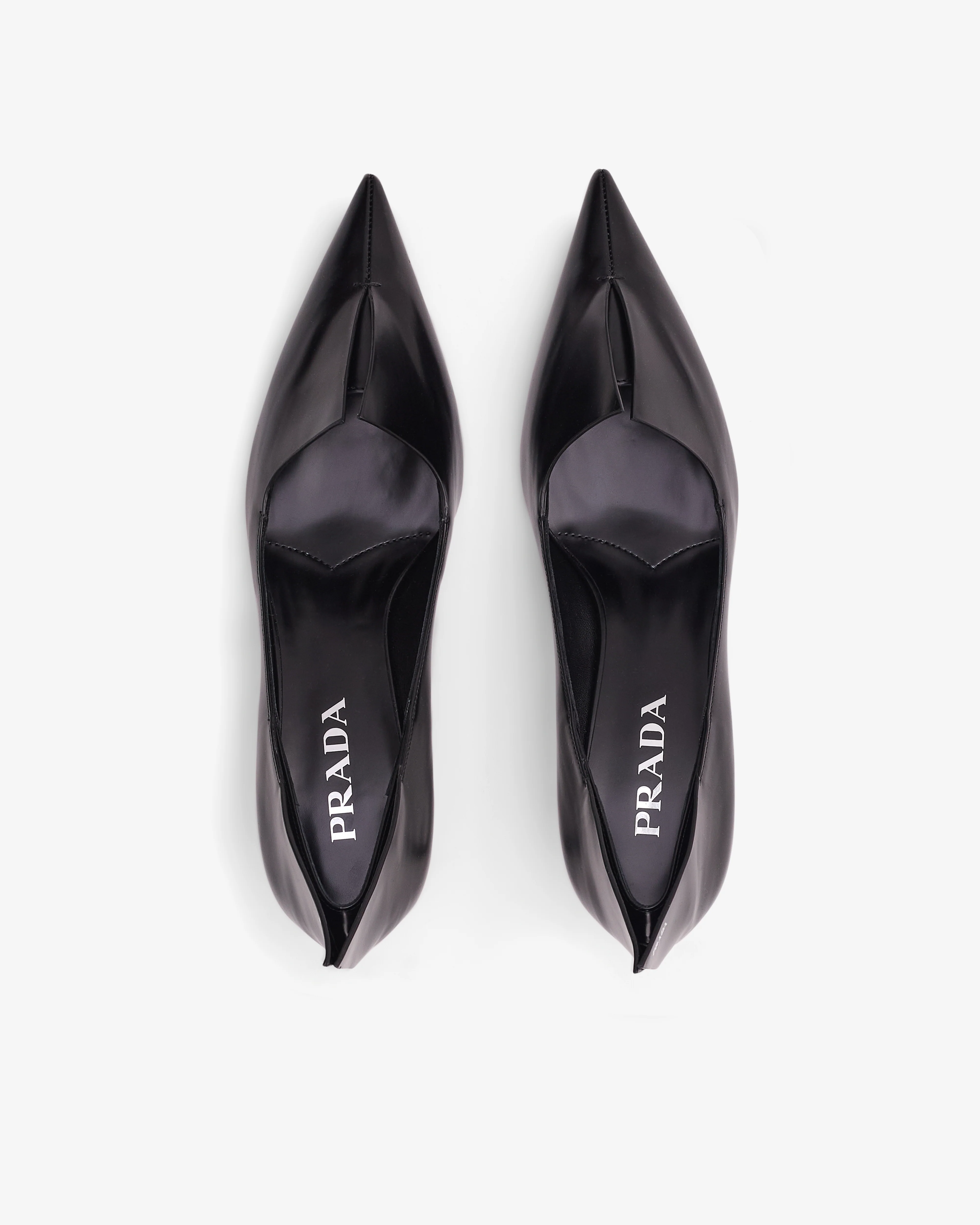 Prada - Women's Brushed Leather Pumps - (Black) - Image 5
