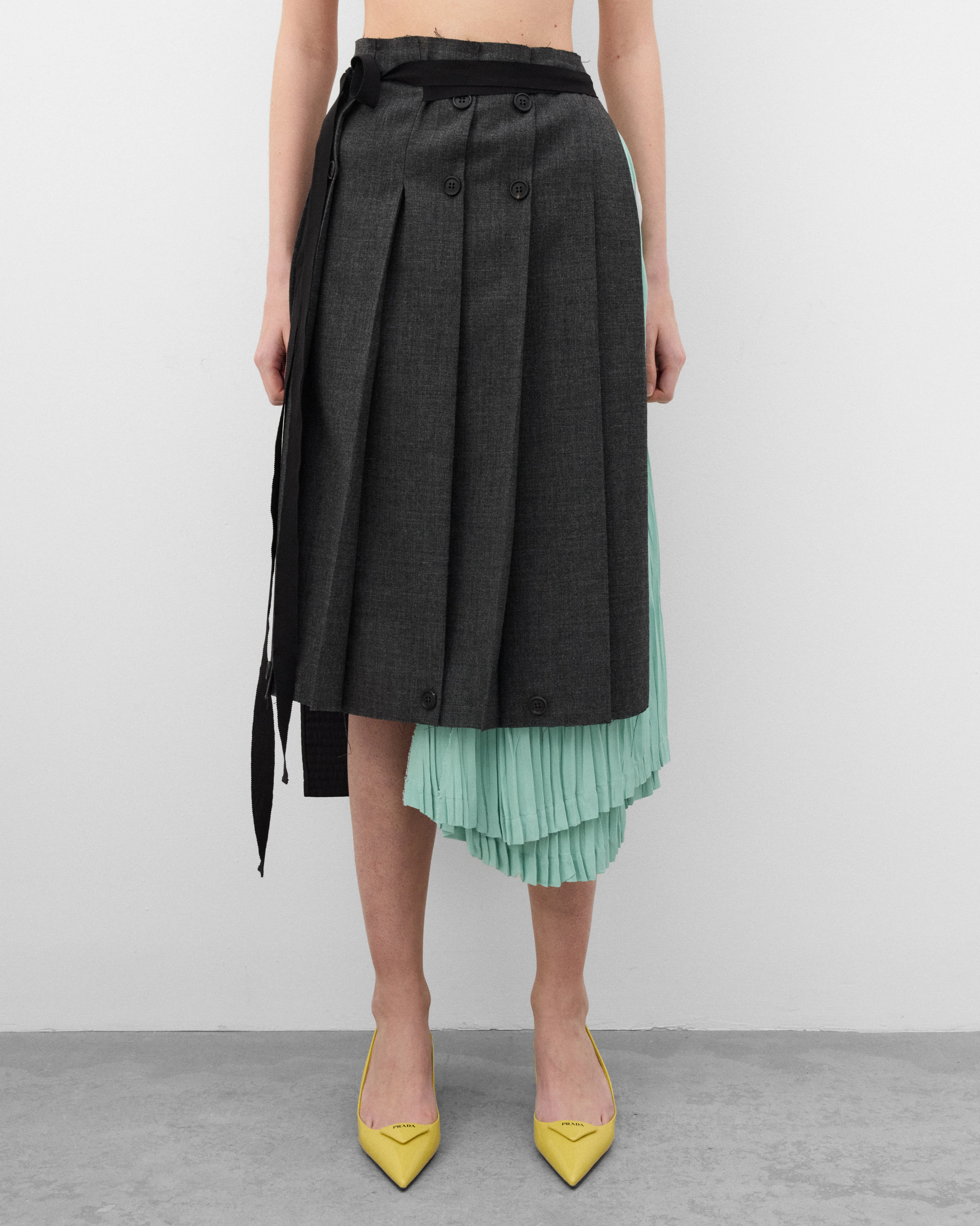 Prada - Women's Rush Stitch Patchwork Skirt - (Slate Grey) - Image 3
