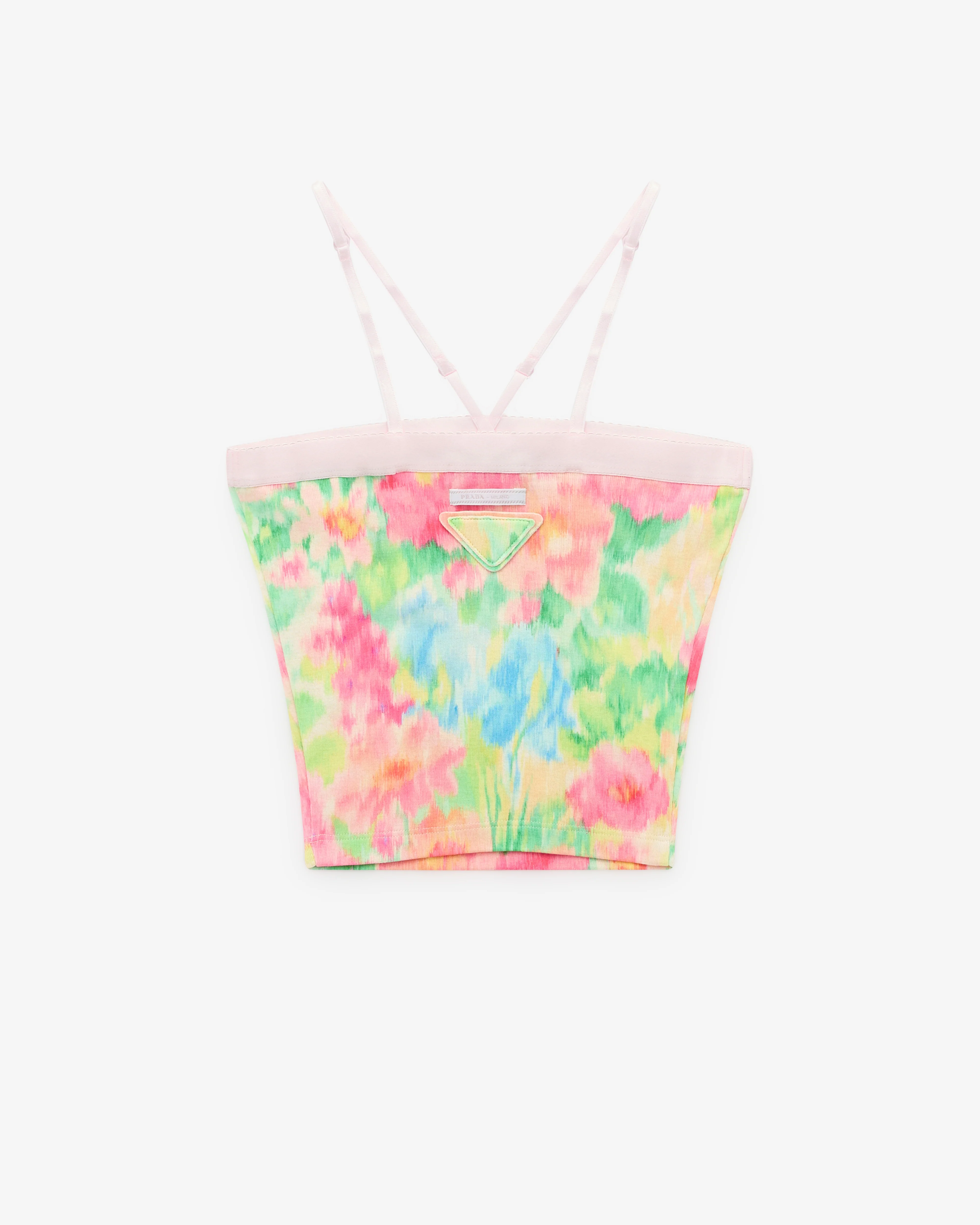 Prada - Women's Ribbed Knit Cotton Top With Floral Print - (Green) - Image 2