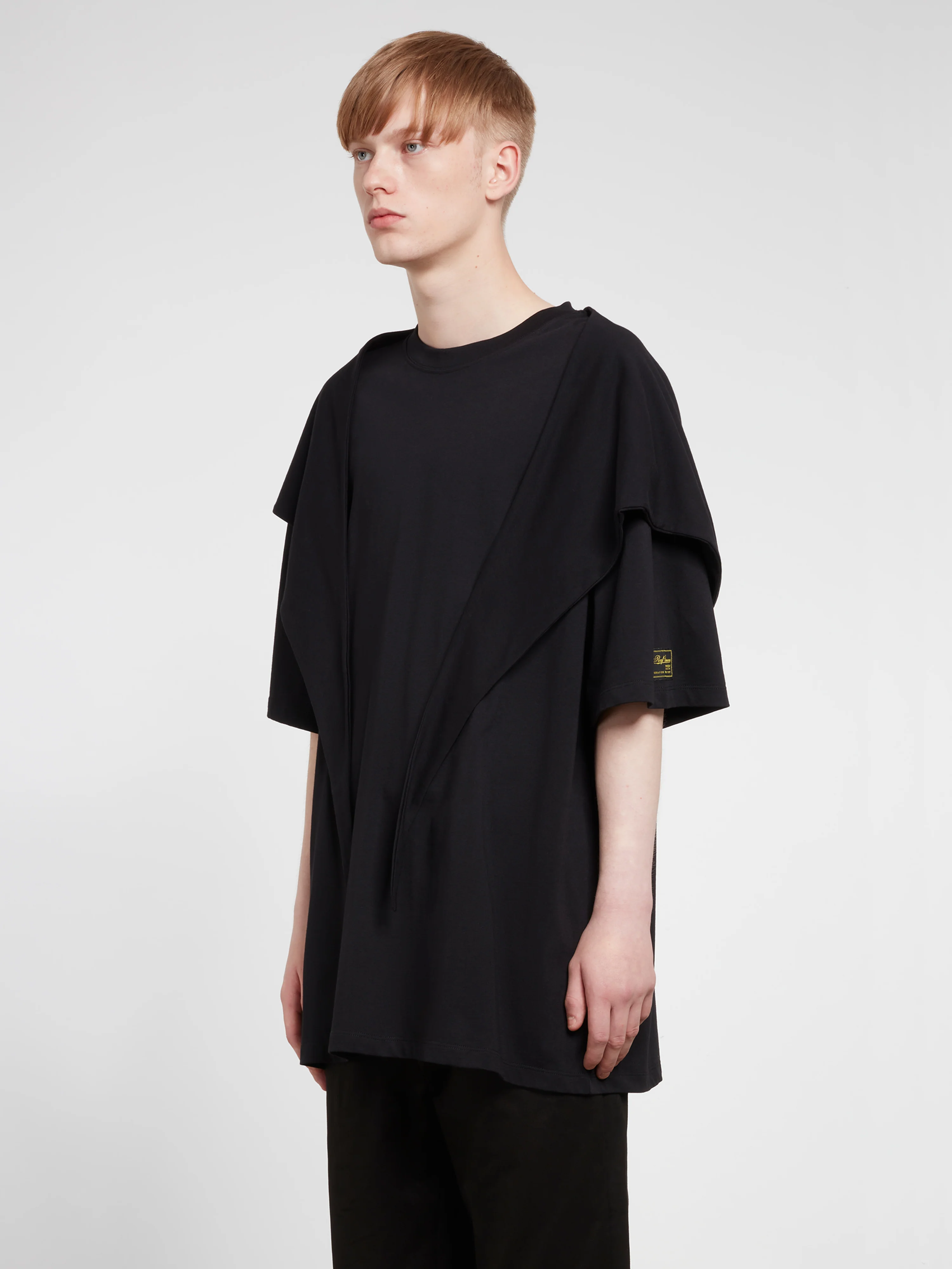 Raf Simons - Men’s Oversized T-Shirt With Hood Fauves - (Black) - Image 3
