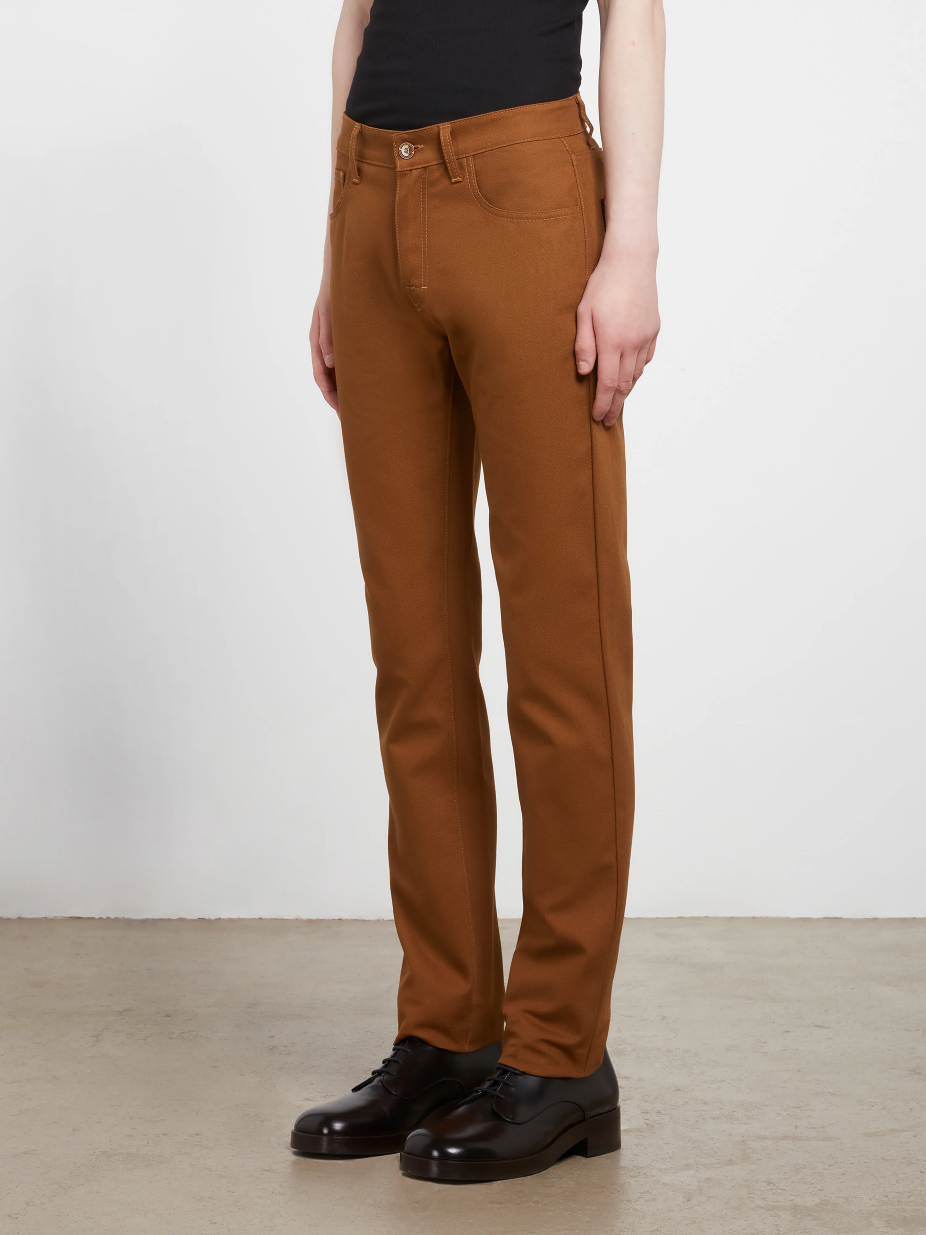 Raf Simons - Men’s Slim Fit Denim Pants - (Dark Brown) - Image 3