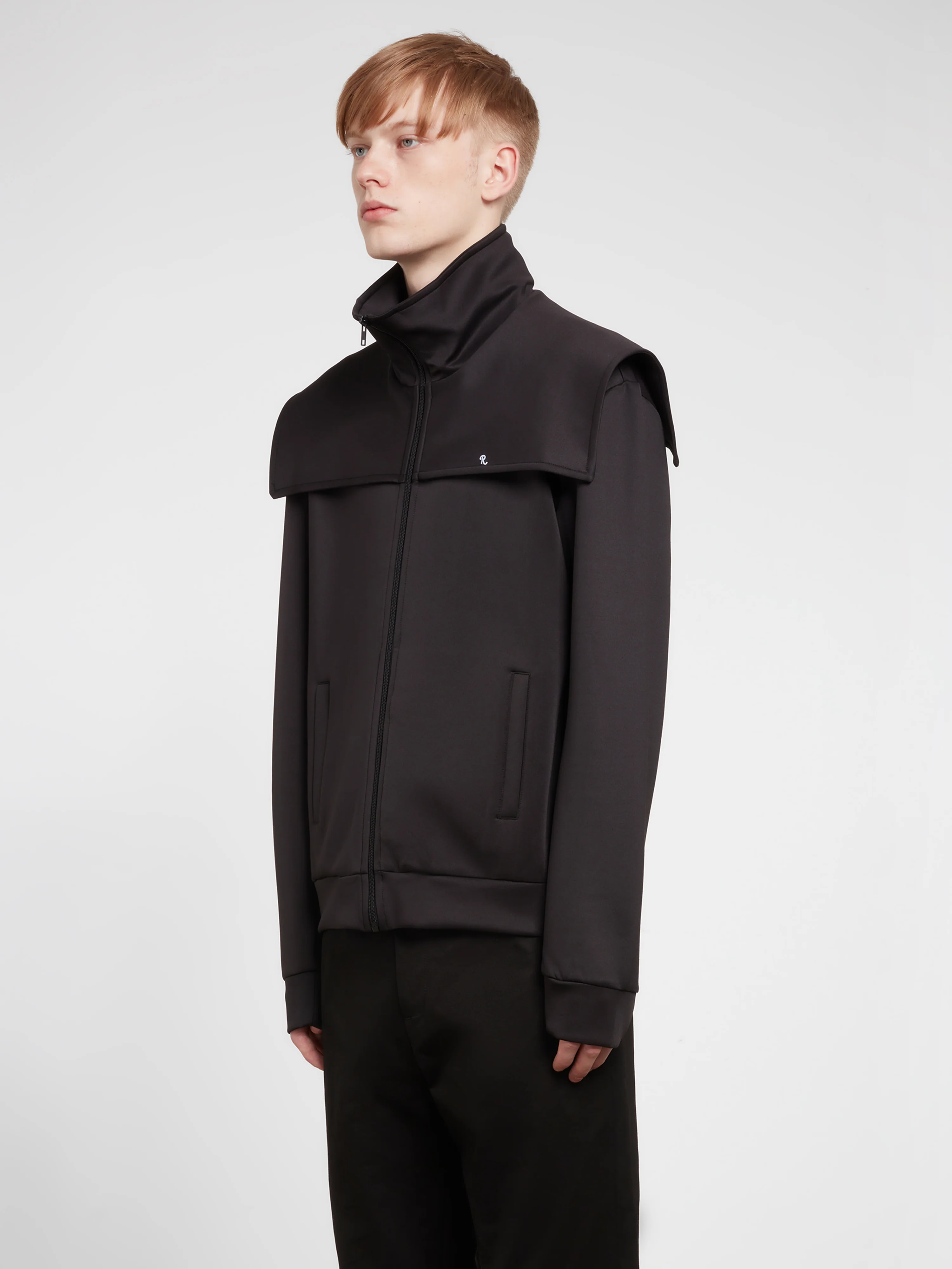 Raf Simons - Men’s Zip Up Track Jacket With Storm Flaps - (Black) - Image 3