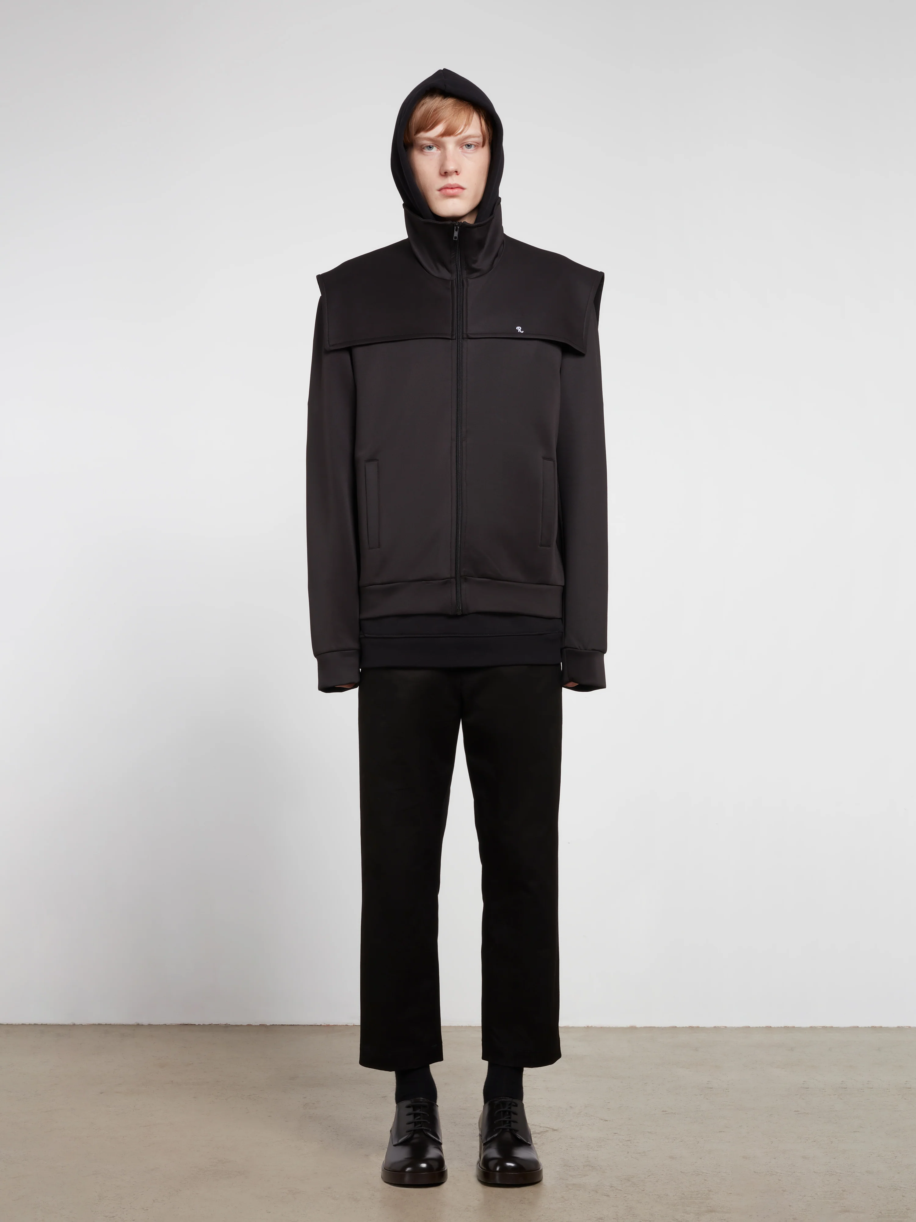 Raf Simons - Men’s Zip Up Track Jacket With Storm Flaps - (Black) - Image 5