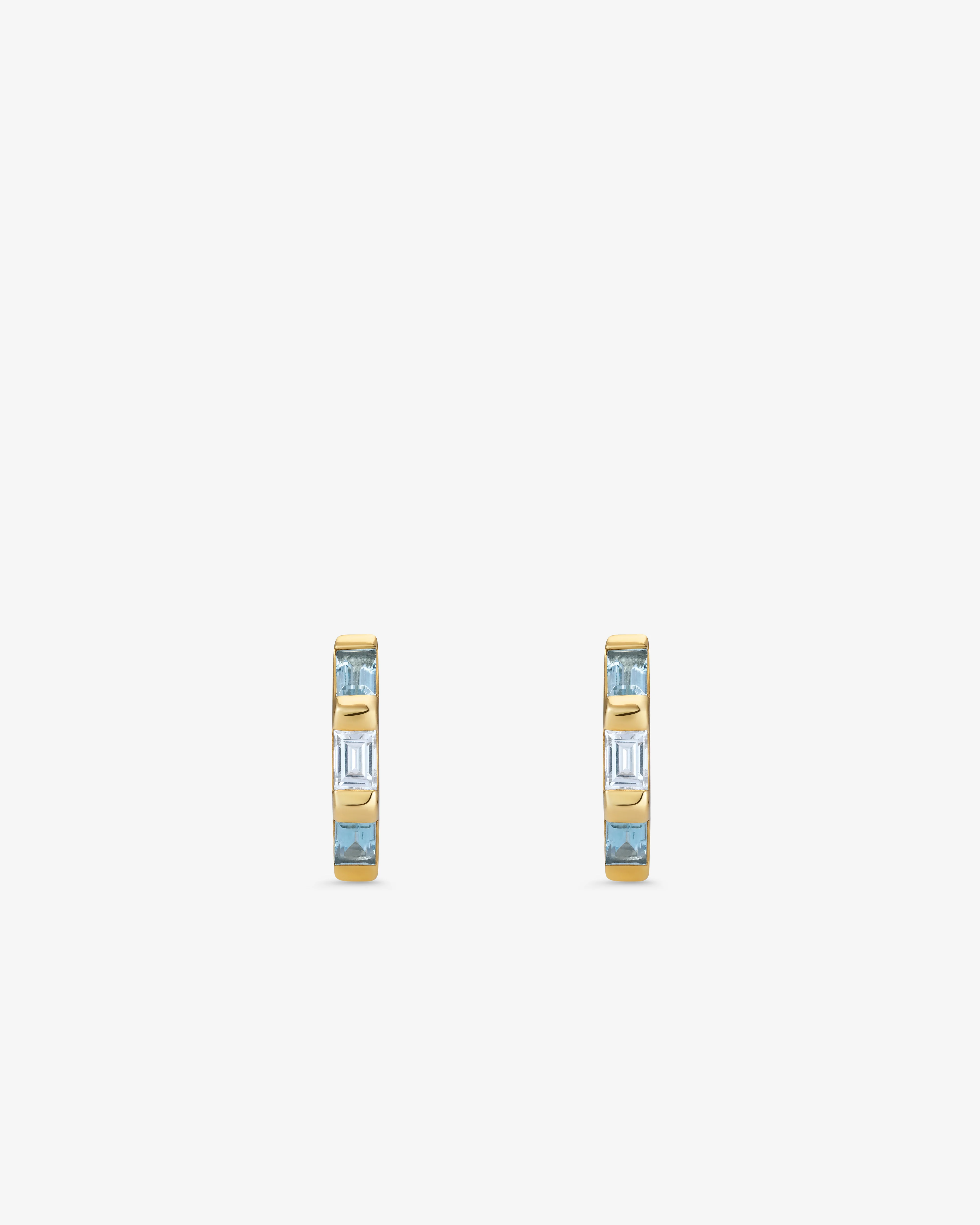 Raphaele Canot - Diamond And Aquamarine Mini Hoops - (Yellow Gold) - Image 2
