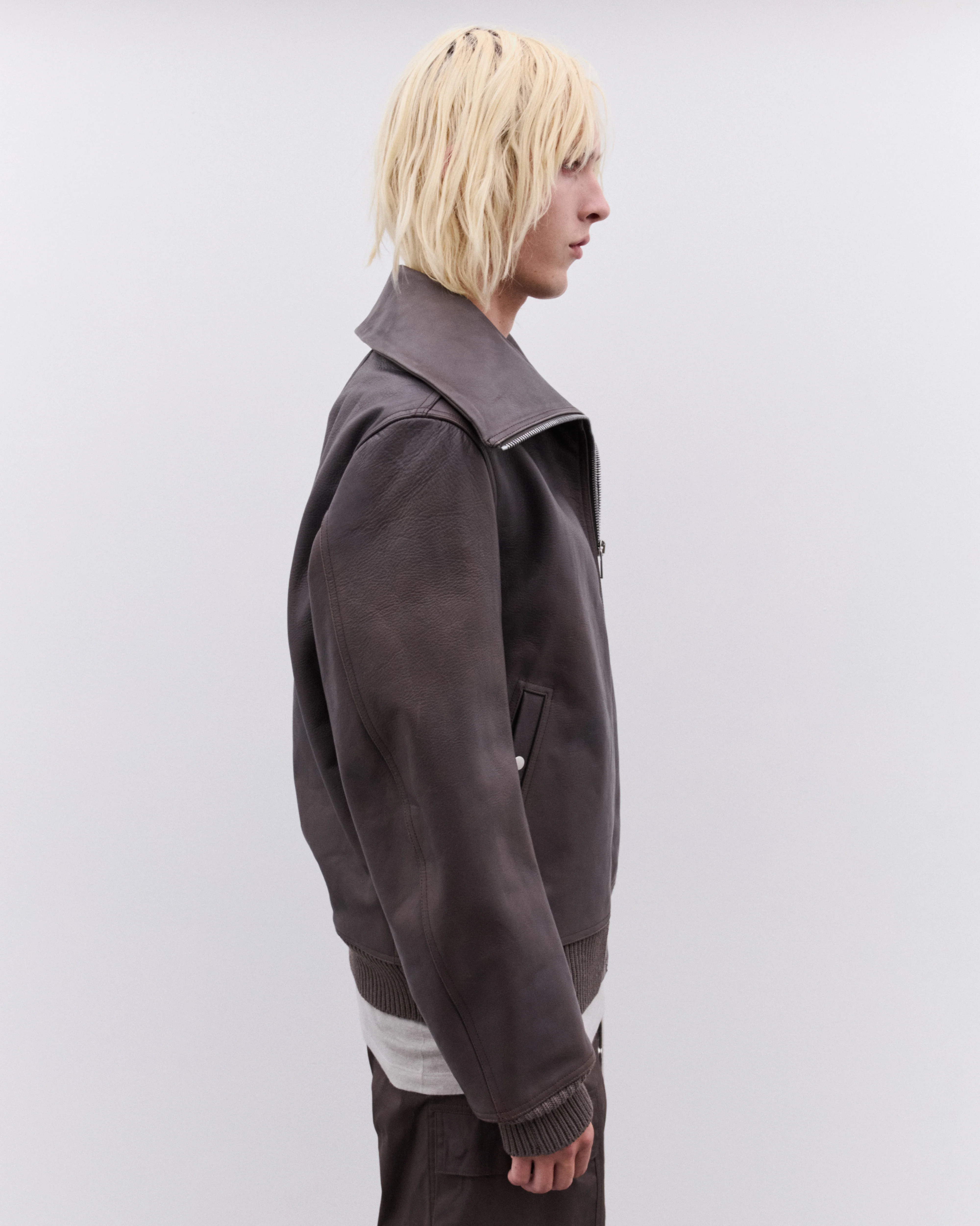 Rick Owens - Men’s Blixa Leather Jacket - (Dark Dust) - Image 4