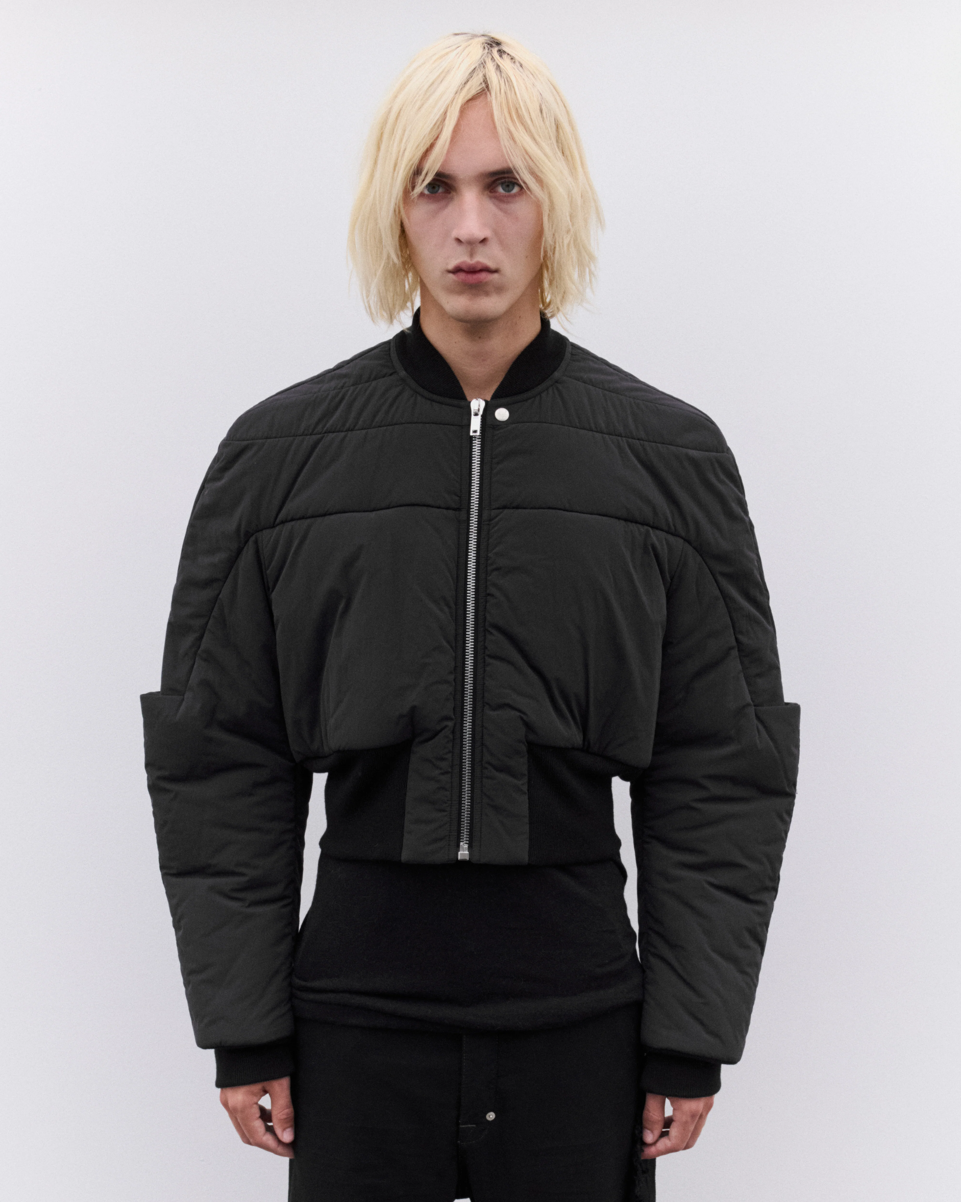Rick Owens - Men’s Woven Down Bomber - (Black) - Image 3